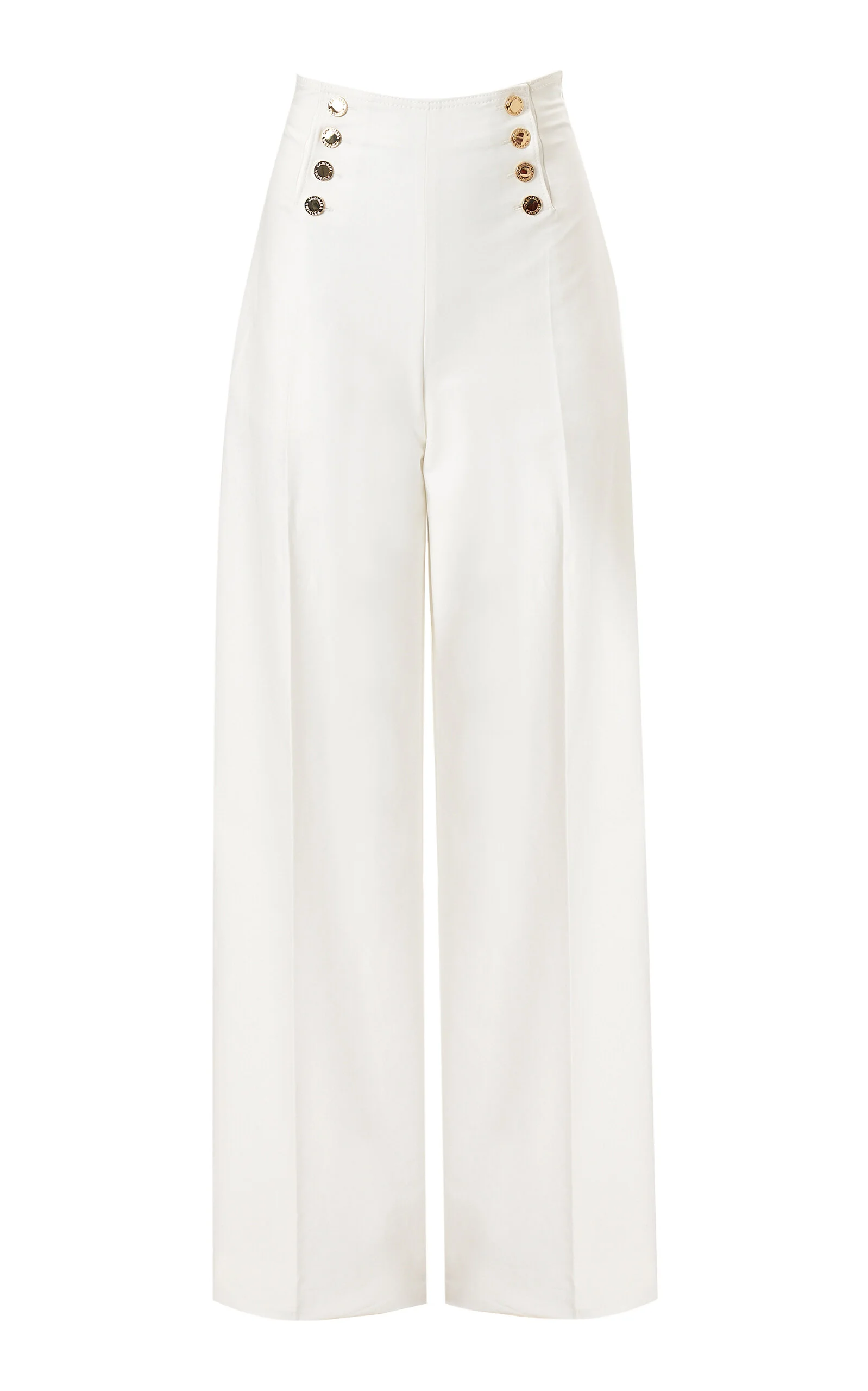 High-Rise Cotton Sateen Wide-Leg Pants white - 1