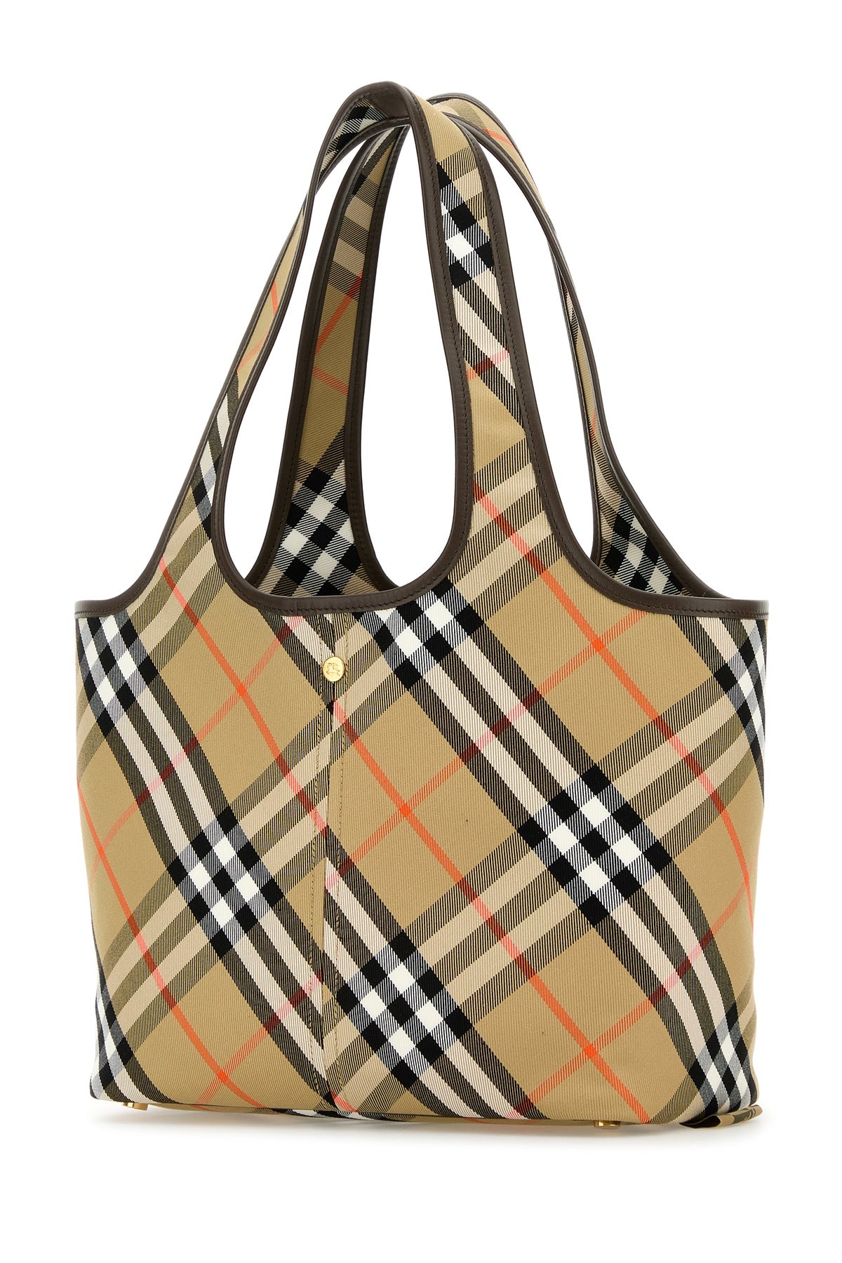 Embroidered canvas small Check shopping bag - 2