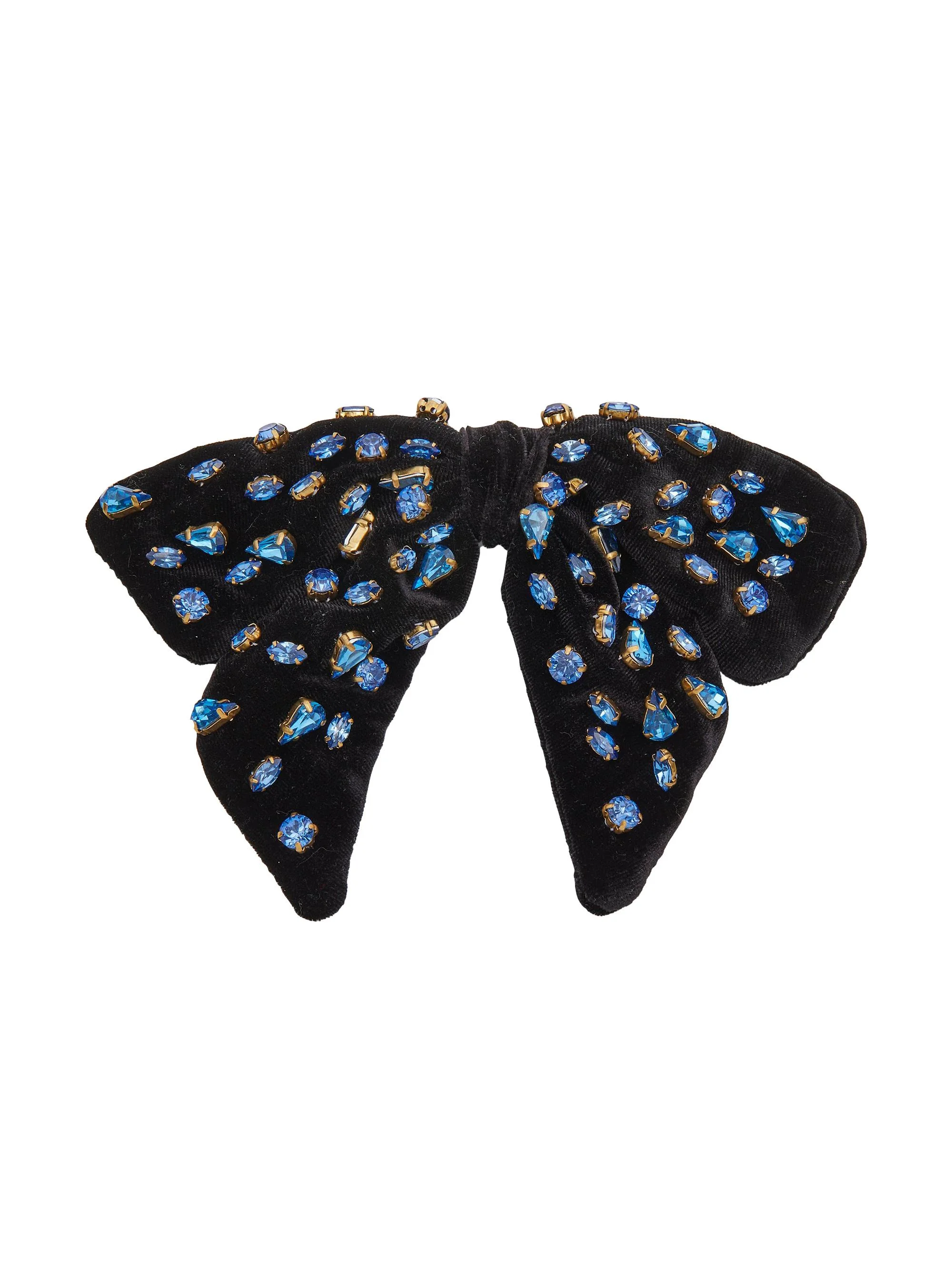 Women's Candy Oversized Velvet & Crystal Bow Barrette - Jet - 1