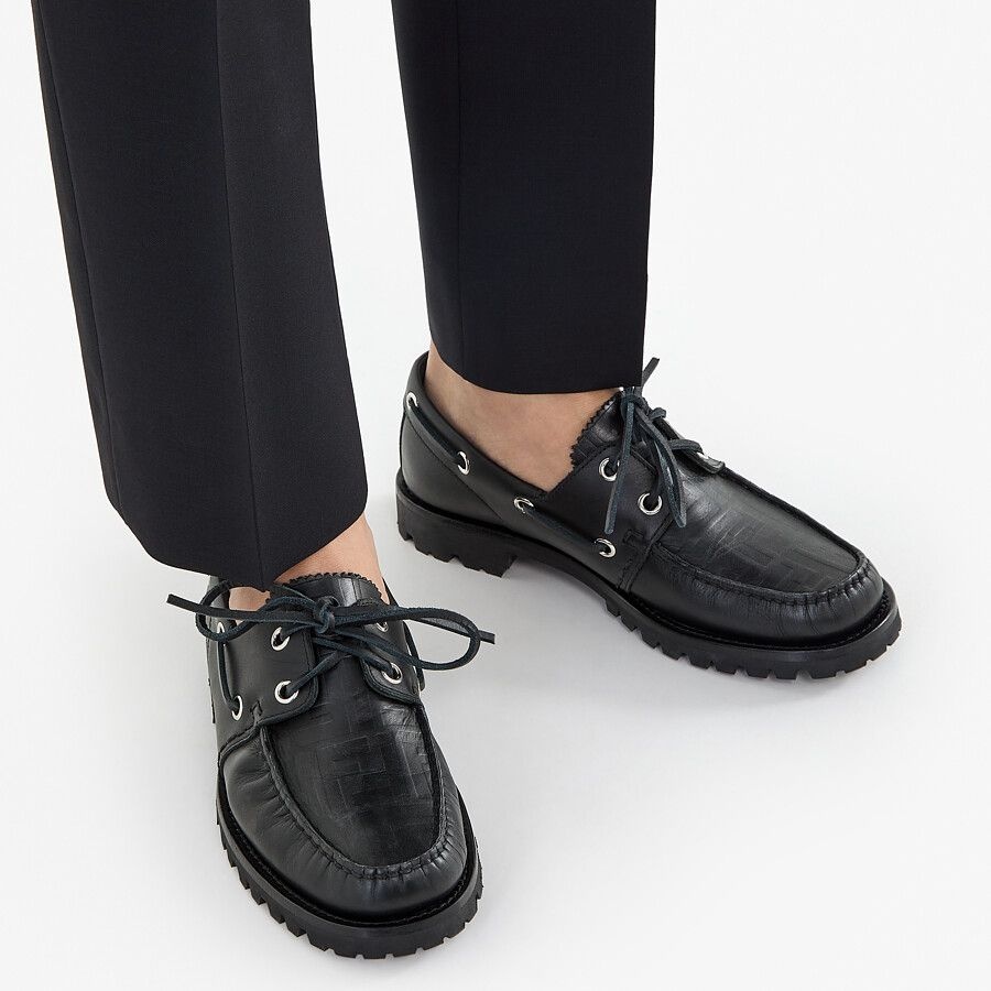 Black leather loafers - 5