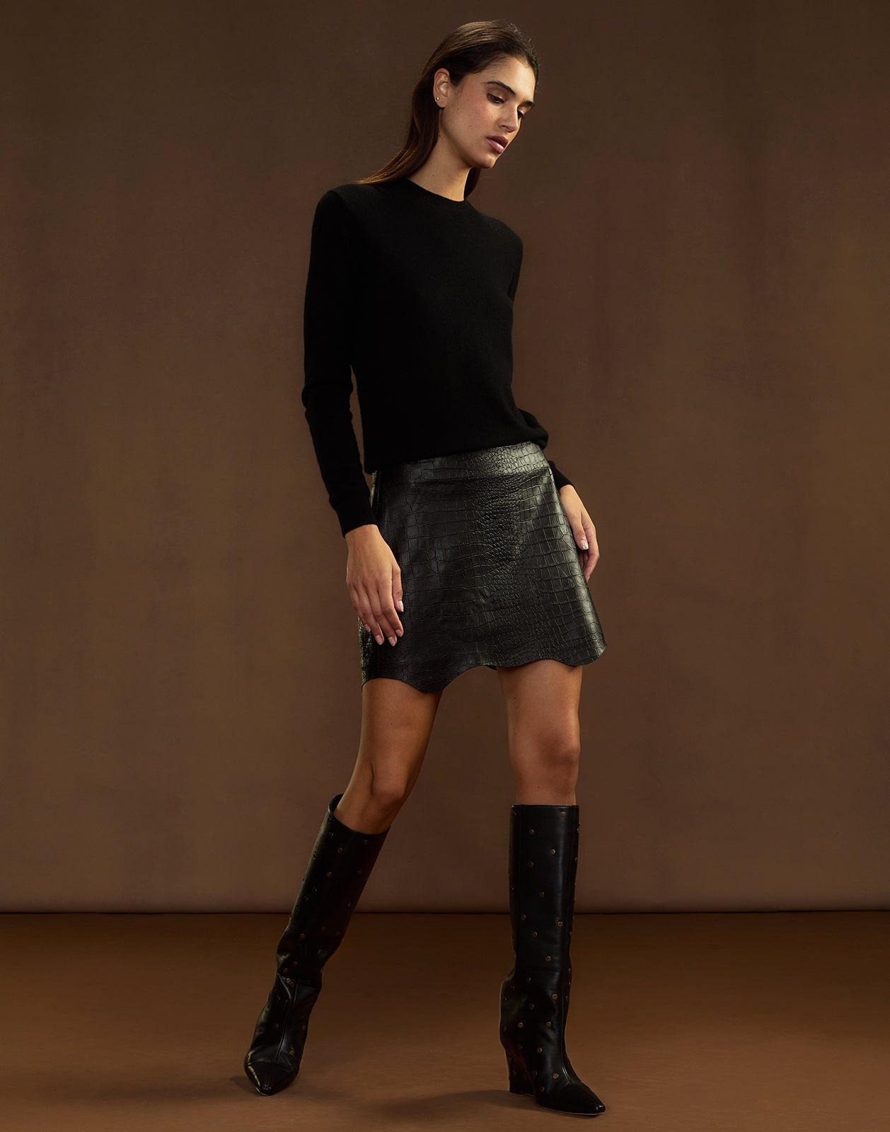 Embossed Leather Skirt - 2