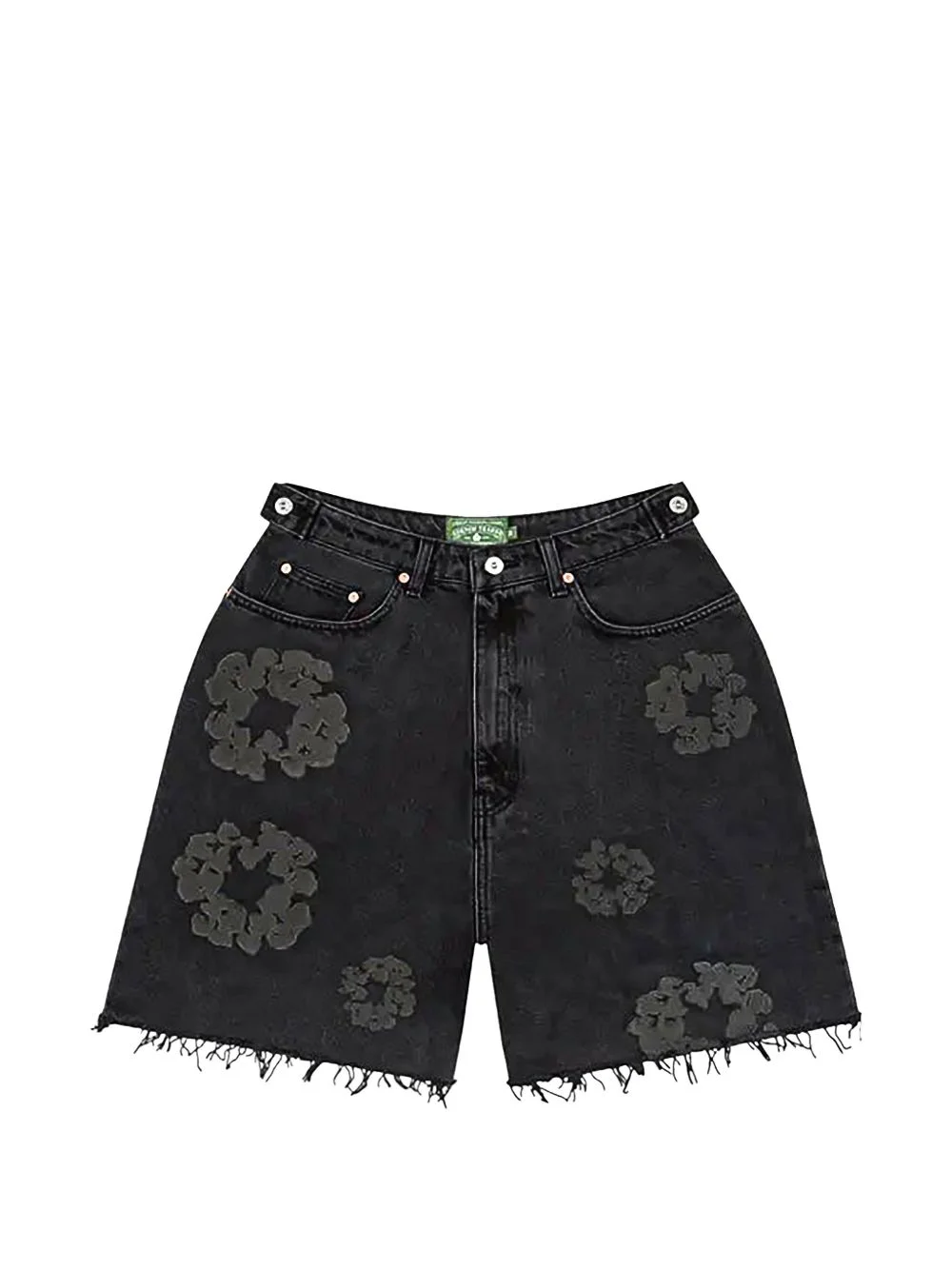 wreath denim shorts - 1