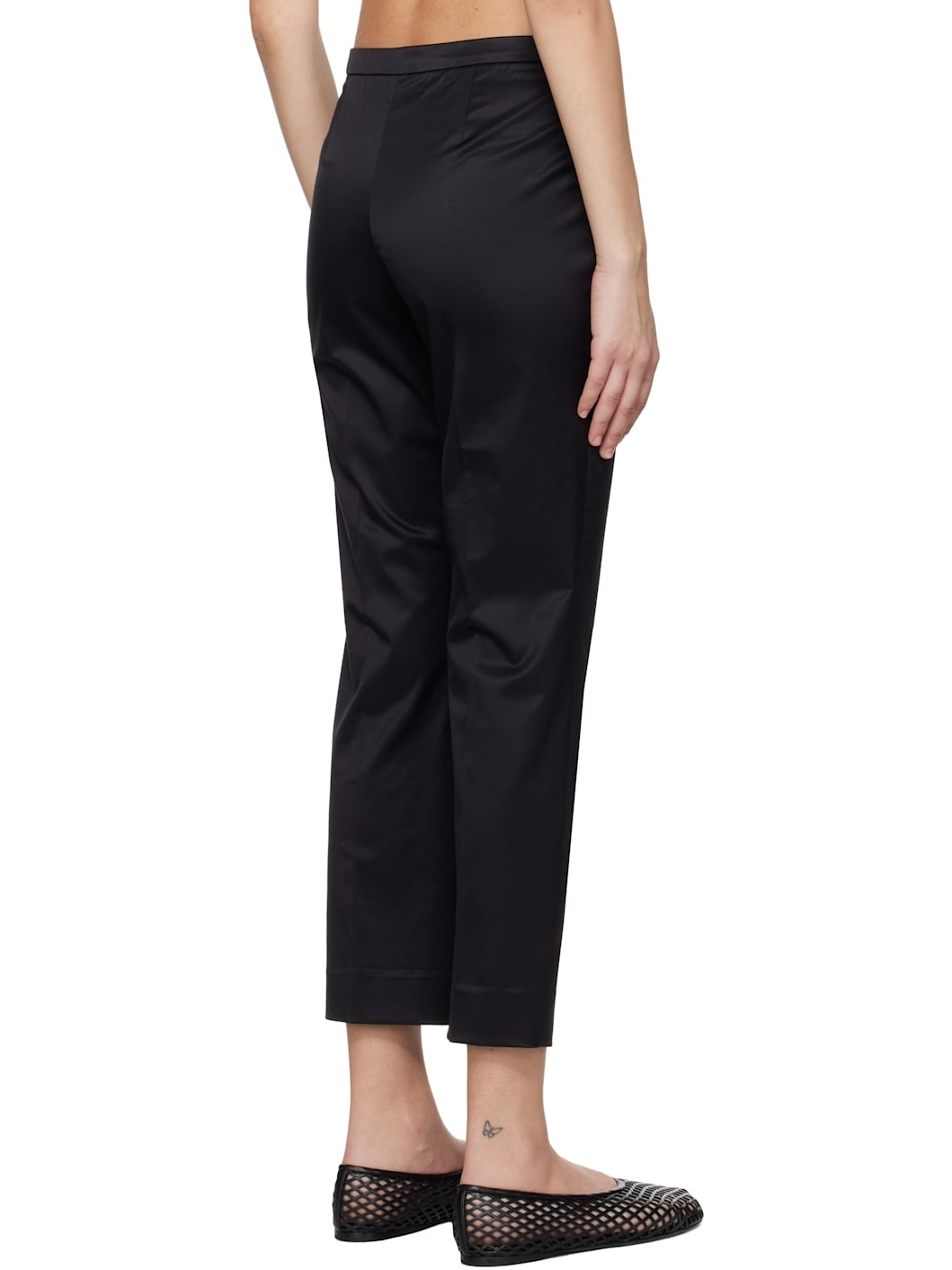 Black Cropped Straight Trousers - 3
