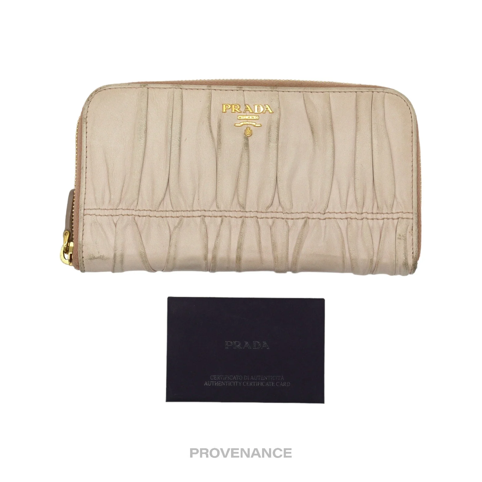 Prada Zip Long Wallet - Blush Nappa Gaufre Leather - 1