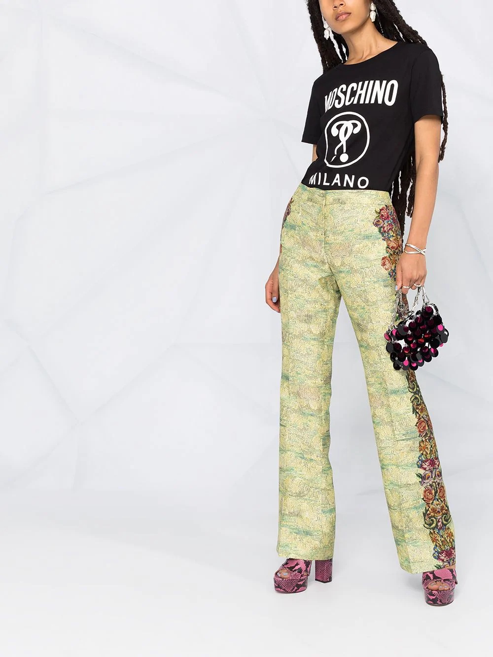 floral pattern flared trousers - 2