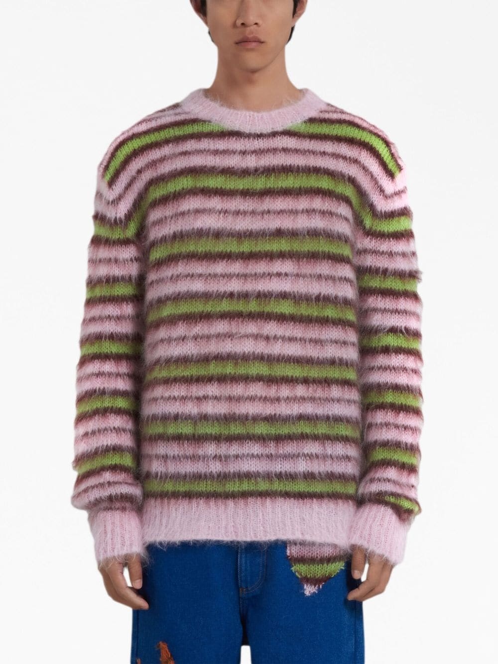 striped crew-neck jumper - 3
