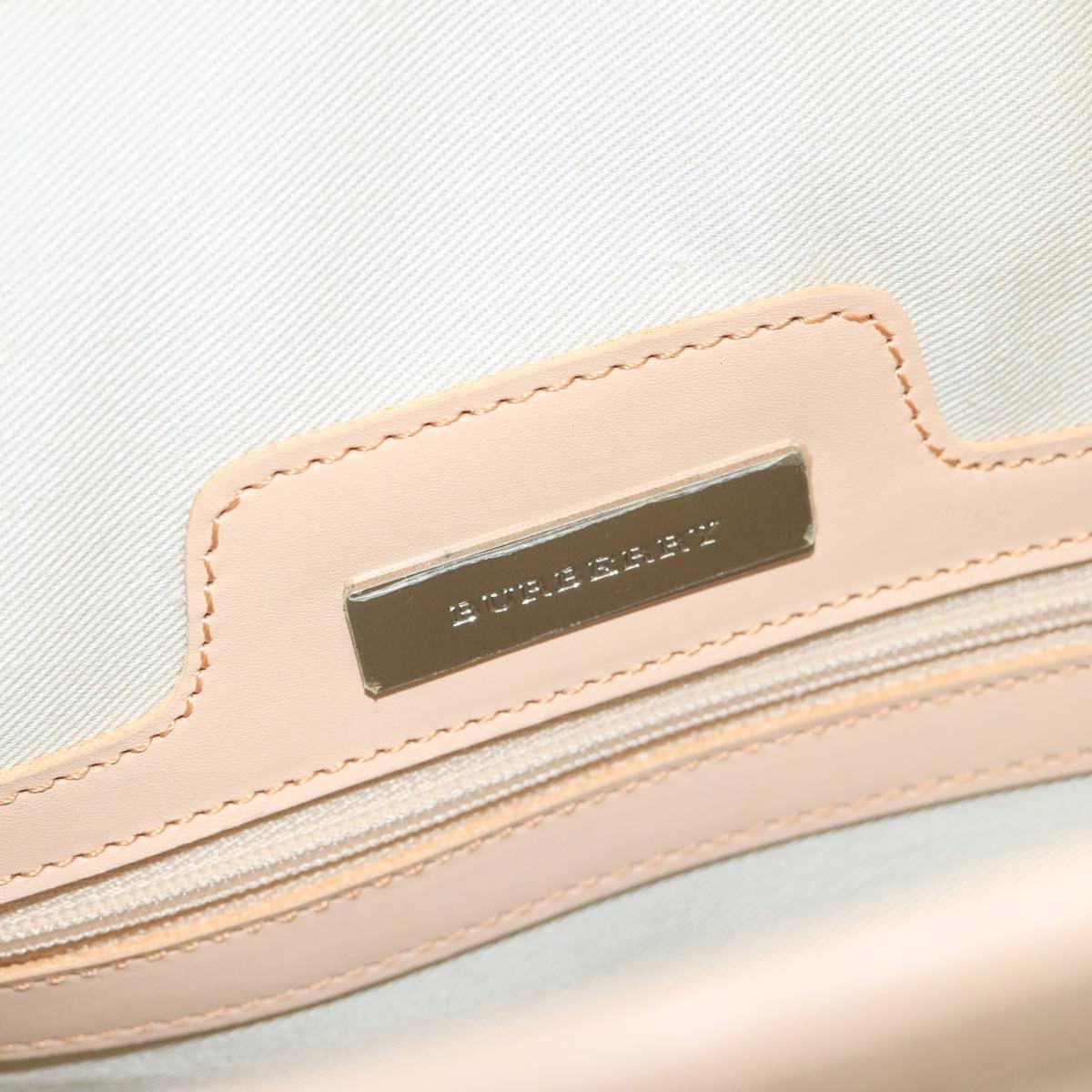Burberry Tote Bag Canvas Leather Beige Ivory Silver - 11