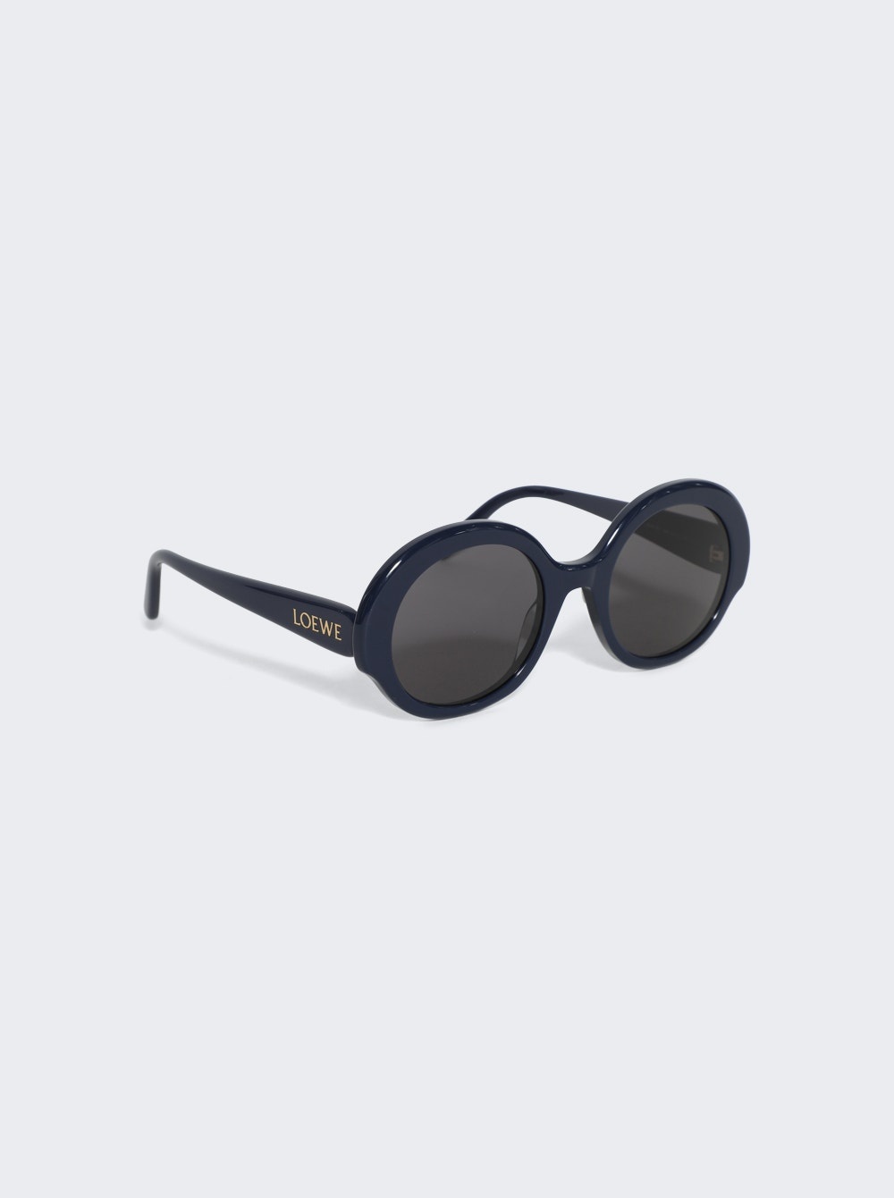 Round Slim Sunglasses Shiny Blue - 4