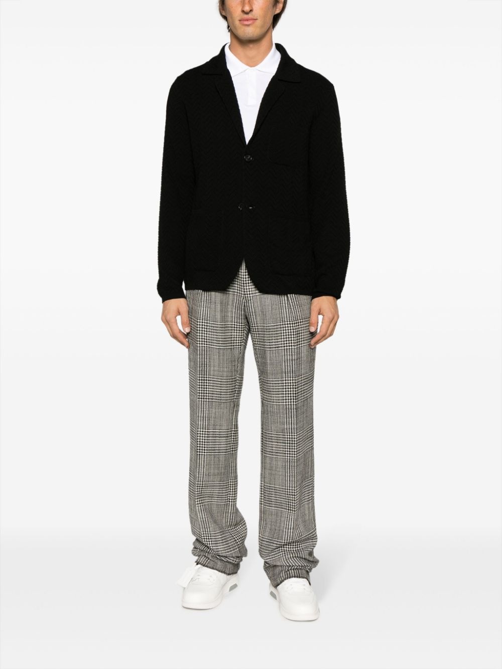 zig-zag weave single-breasted jacket - 2