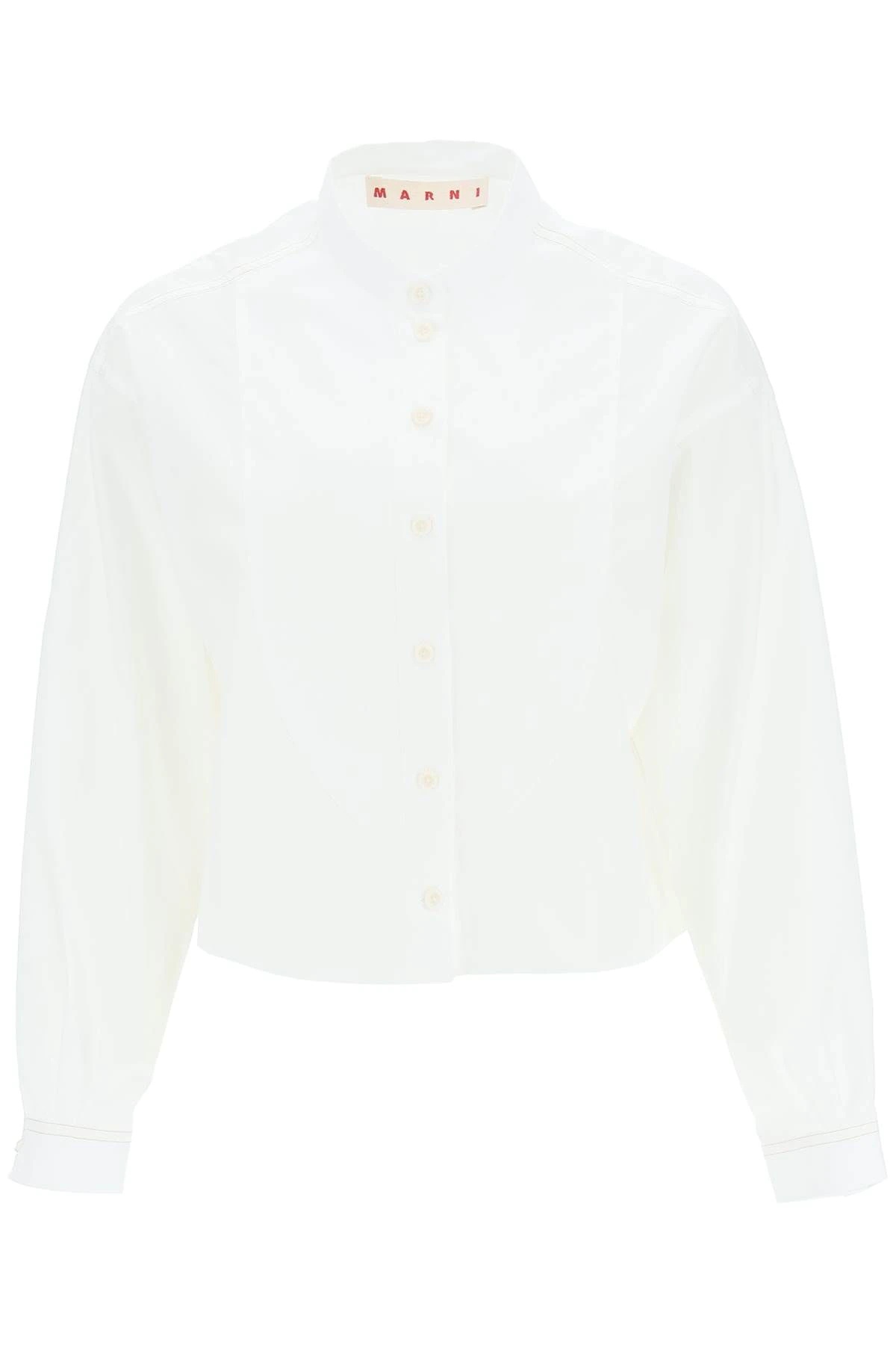 CROPPED SHIRT WITH EMBROIDERED LOGO - 1