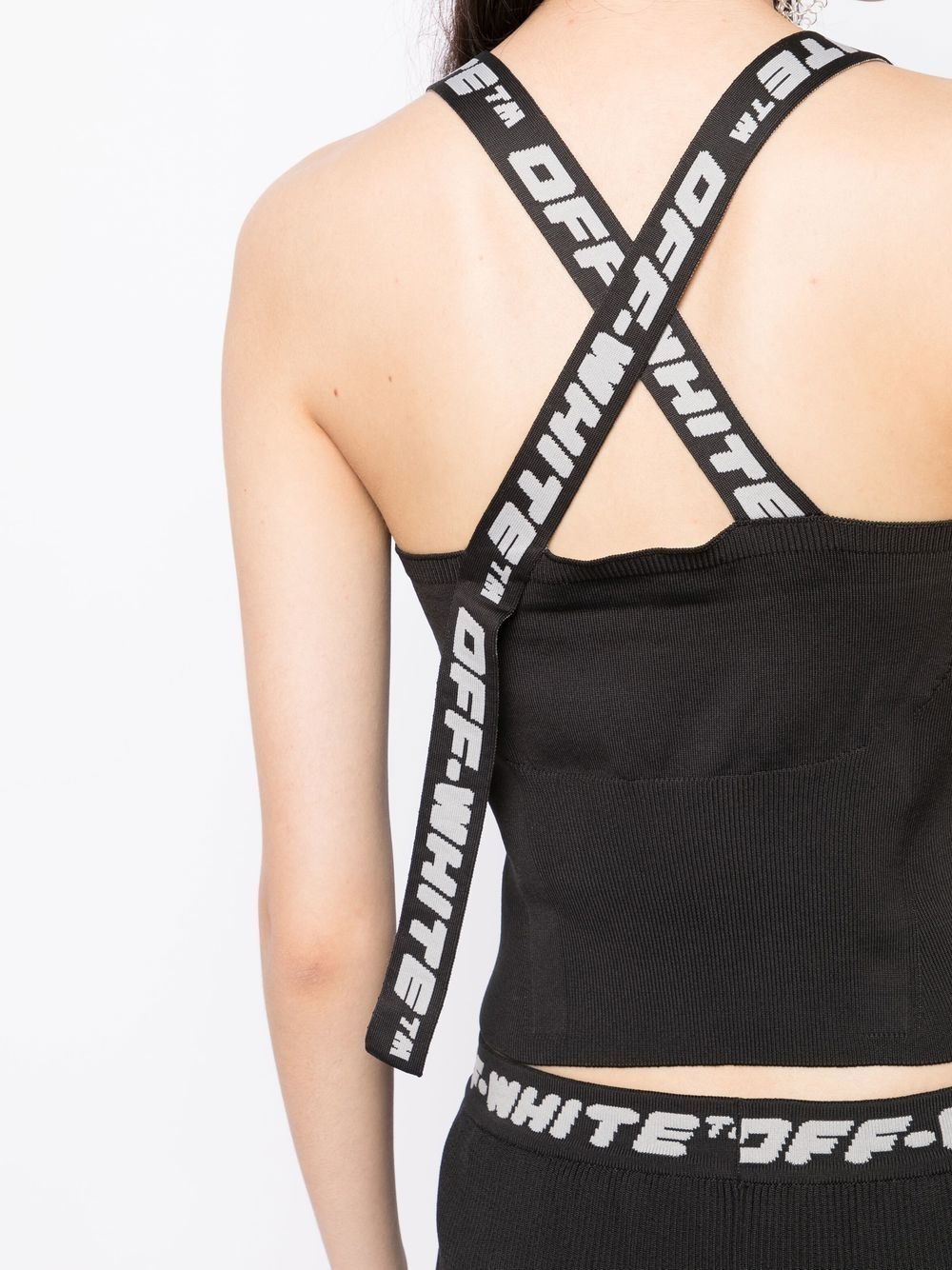 logo-tape knitted top - 5