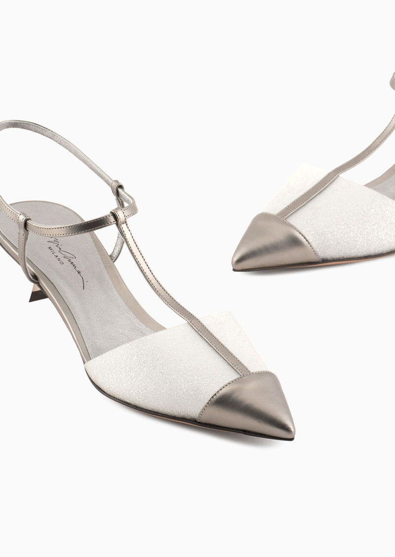 Lamé-leather and rubber slingbacks 5