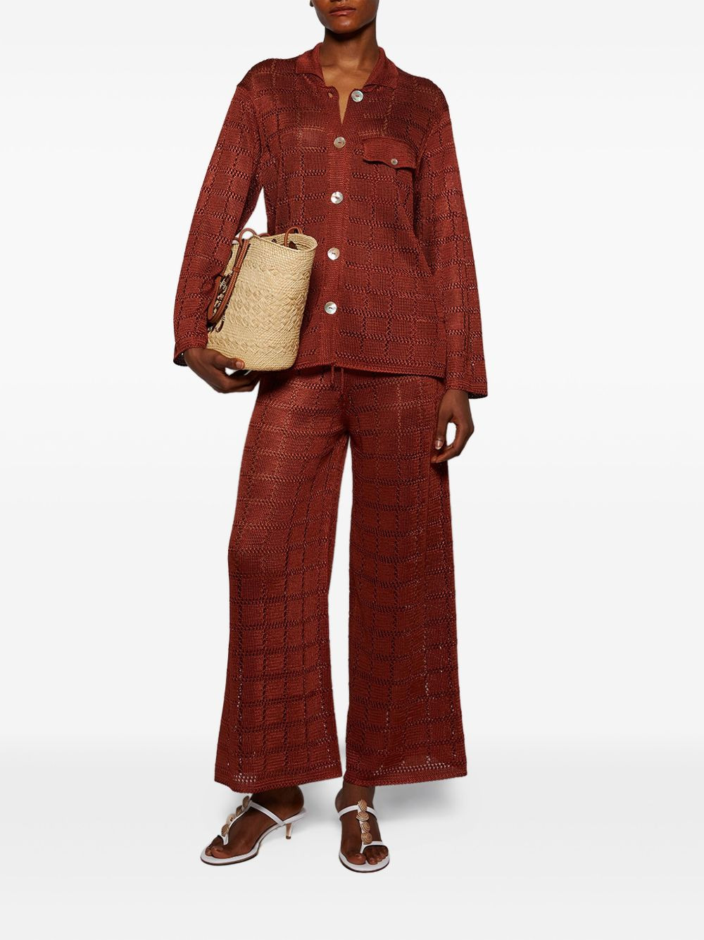 long-sleeve grid-pattern shirt - 2