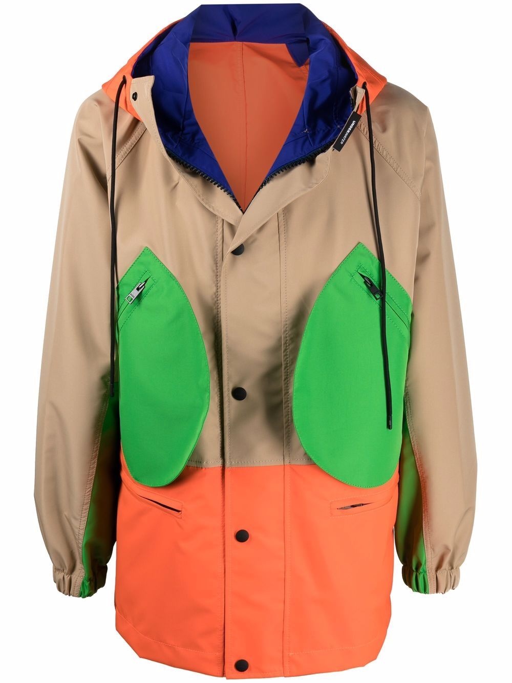 colour-block panel parka coat - 1