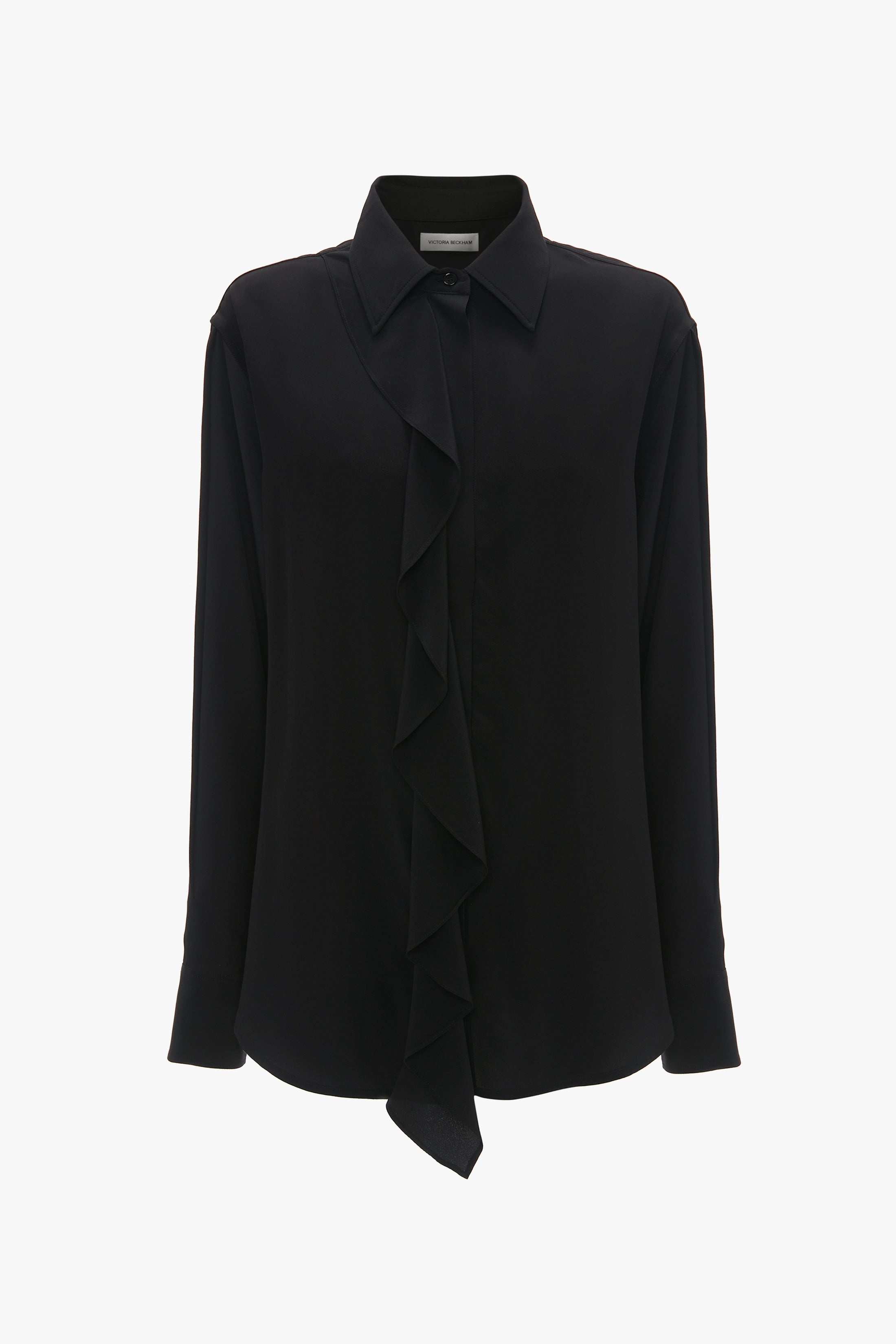 Asymmetric Ruffle Blouse In Black - 1