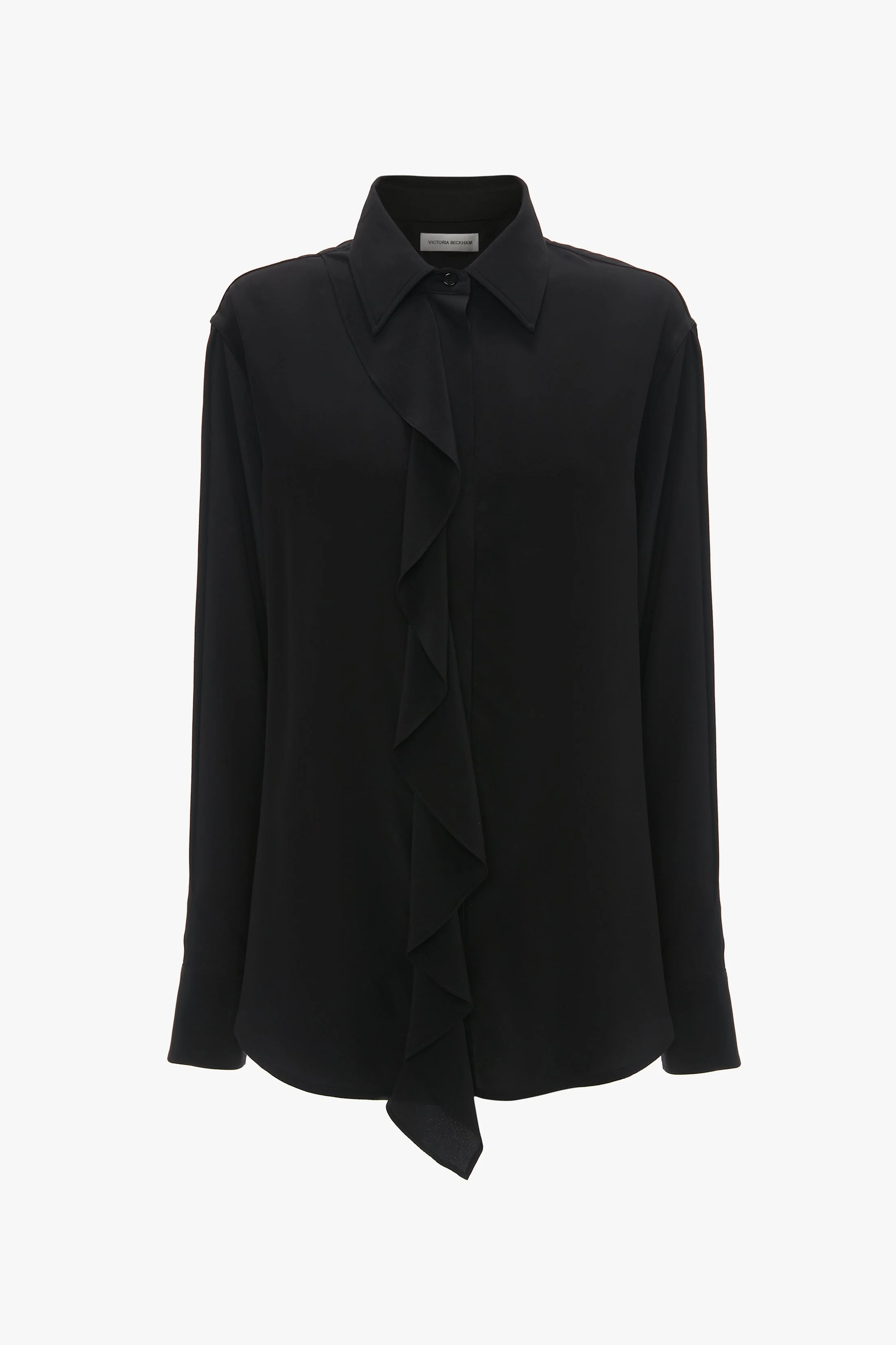 Asymmetric Ruffle Blouse In Black - 1