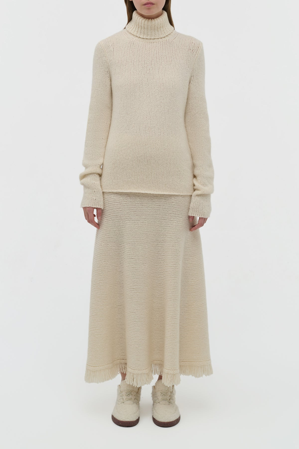 Nelle Knit Turtleneck in Ivory Cashmere - 2