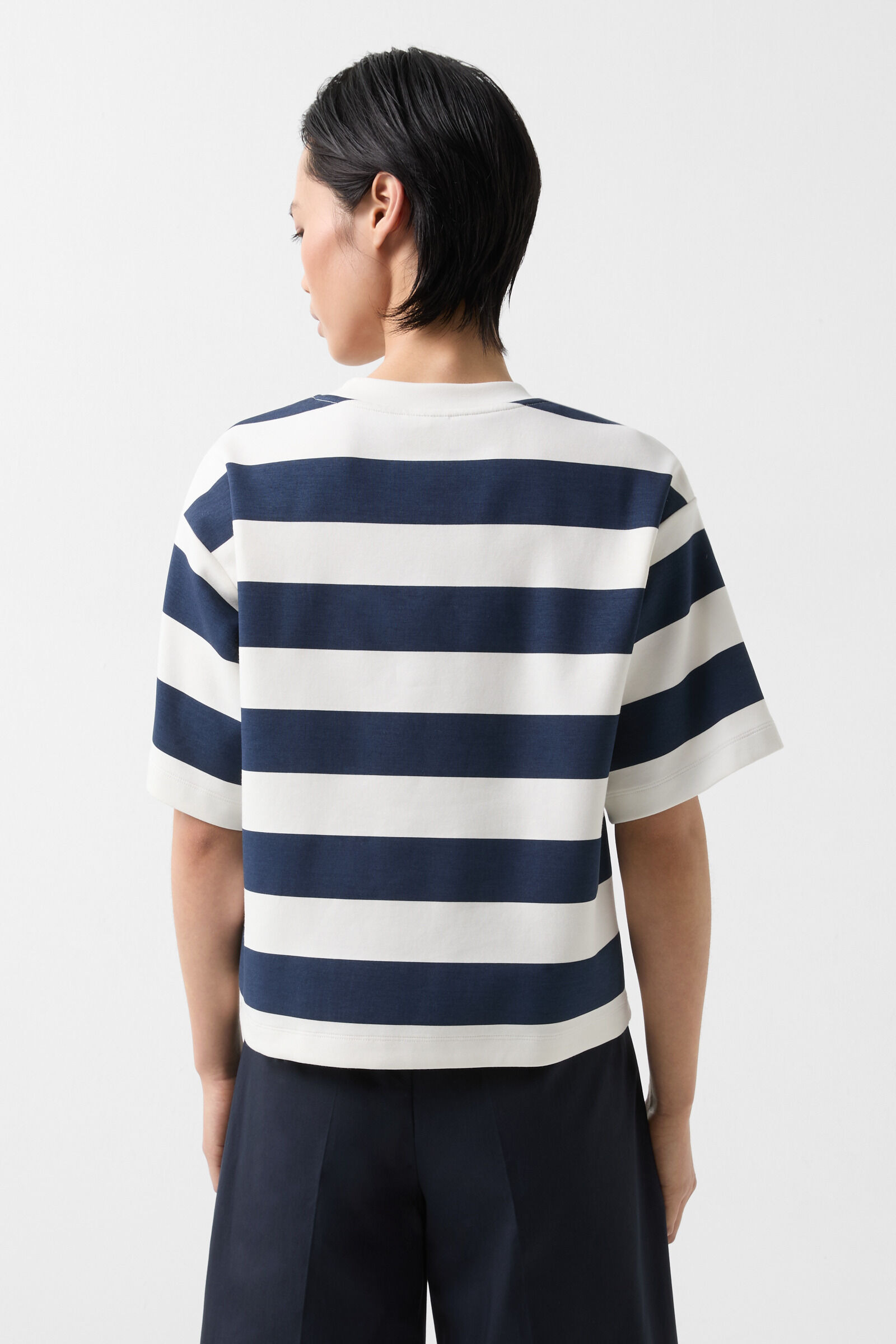 Stacey short-sleeved sweater in Navy blue/off-white - 3