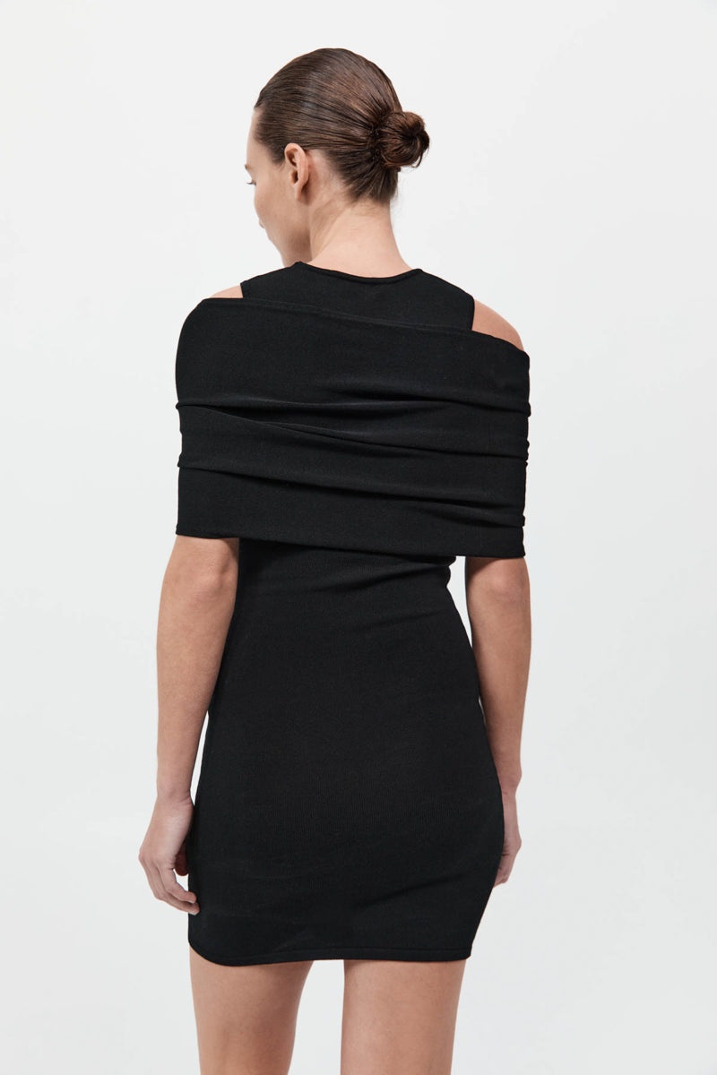 Detachable Layer Knit Dress - Black - 7