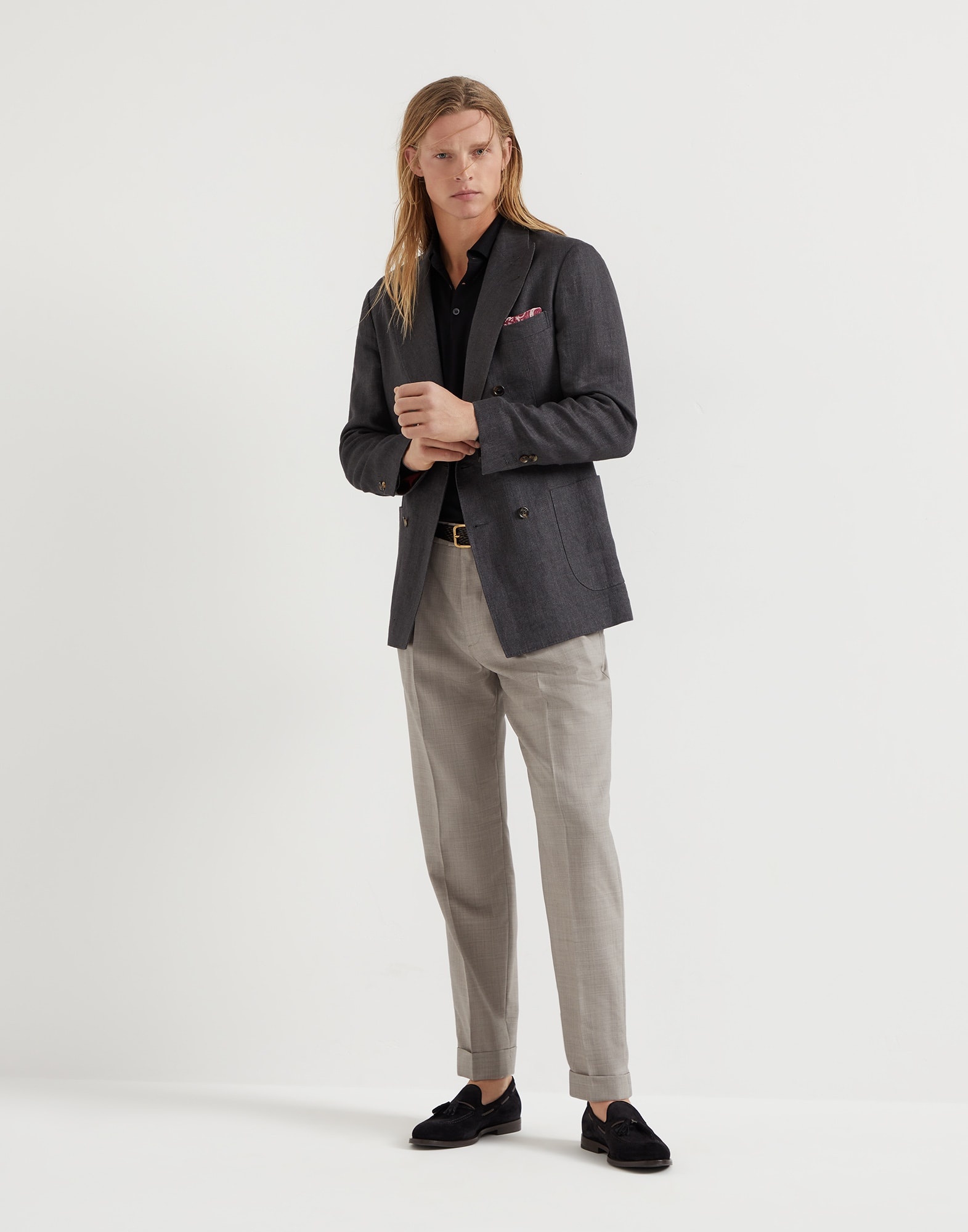 Virgin wool and cashmere lightweight knit polo shirt - 5