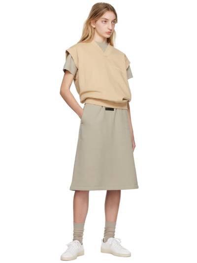 ESSENTIALS Gray Drawstring Midi Skirt outlook