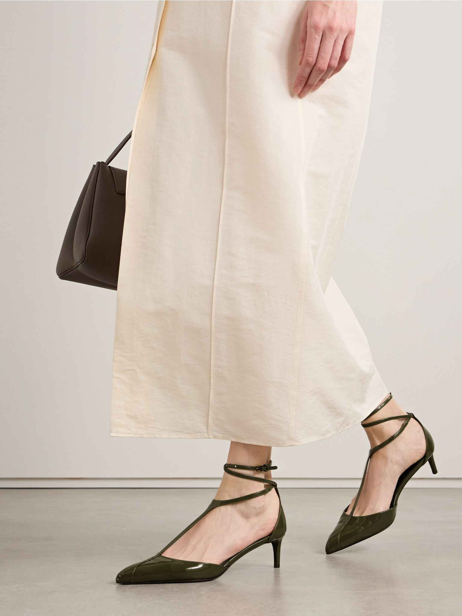 Mia patent-leather pumps Army green - 2