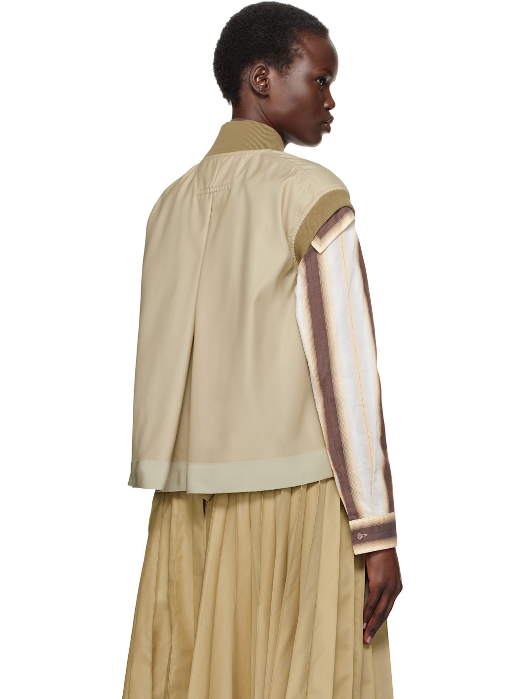 Beige Nylon Twill Vest - 3