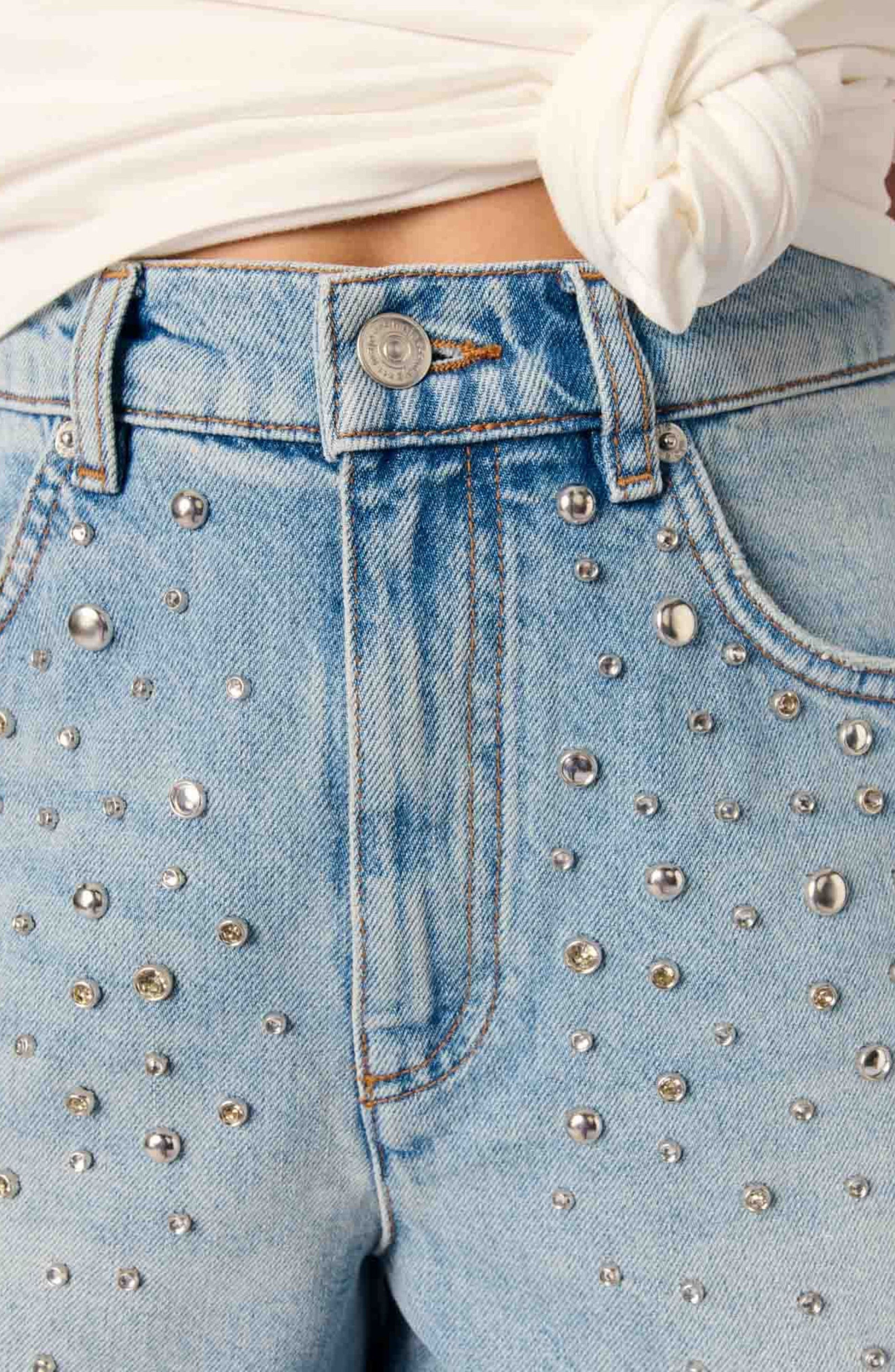 maje Studded denim shorts in Blue at Nordstrom - 6