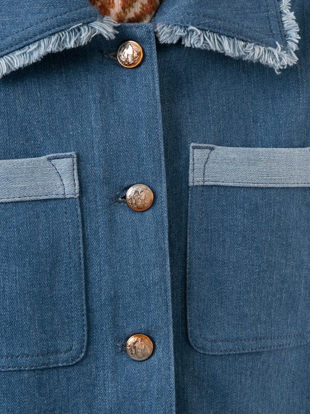 button-up frayed denim jacket - 5