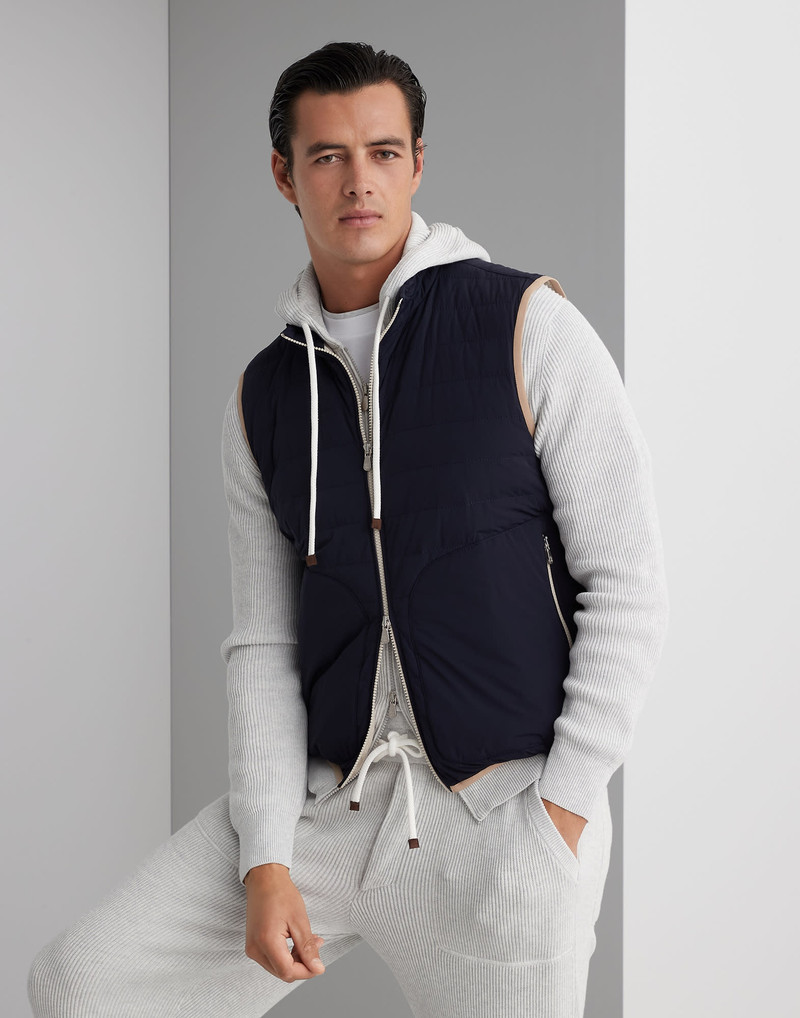 Bonded nylon lightweight down vest 1