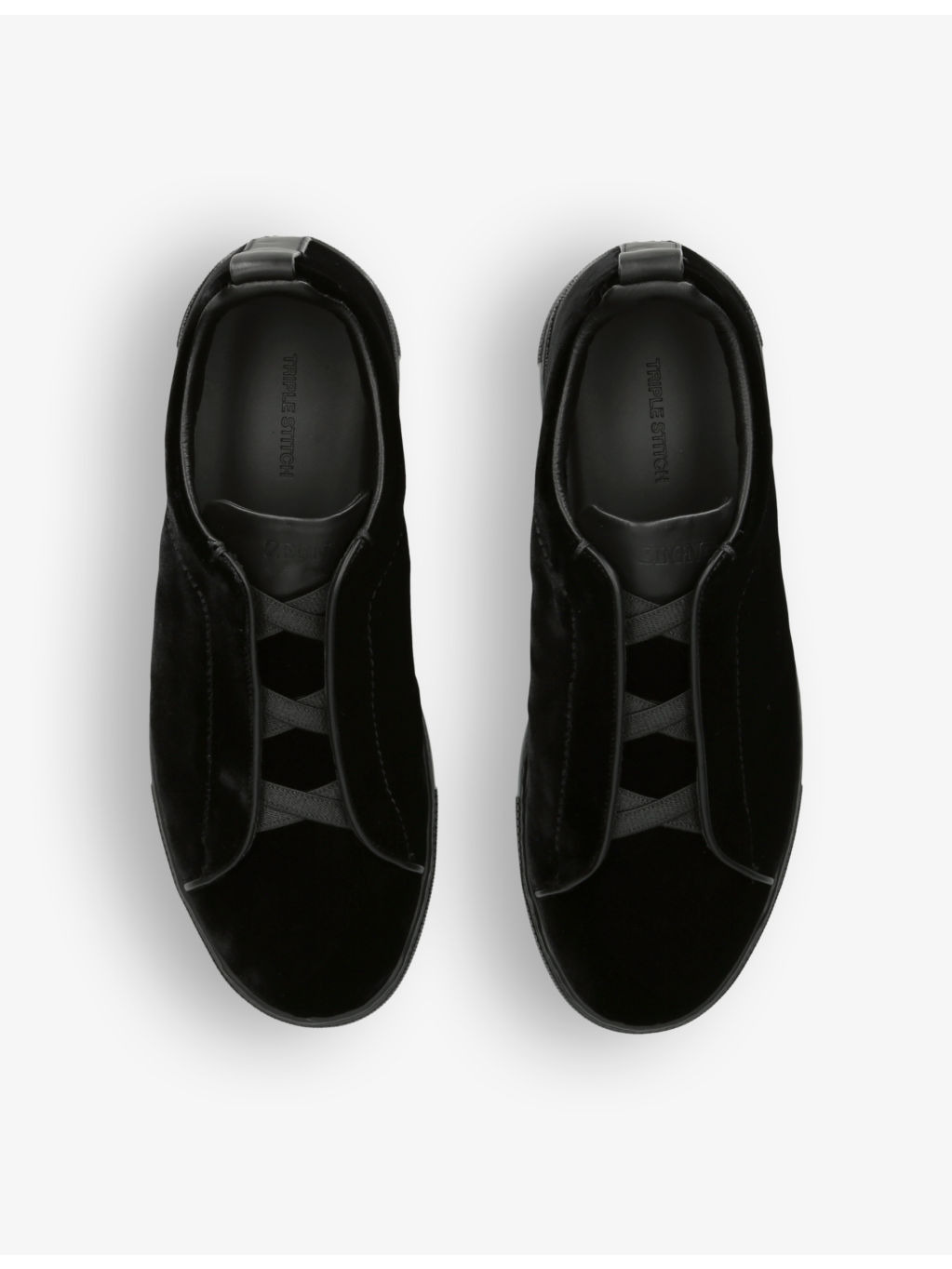 Triple Stitch velvet and leather low-top trainers - 2