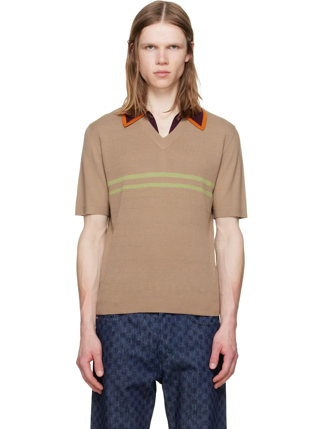 Beige Merino Wool Polo - 1
