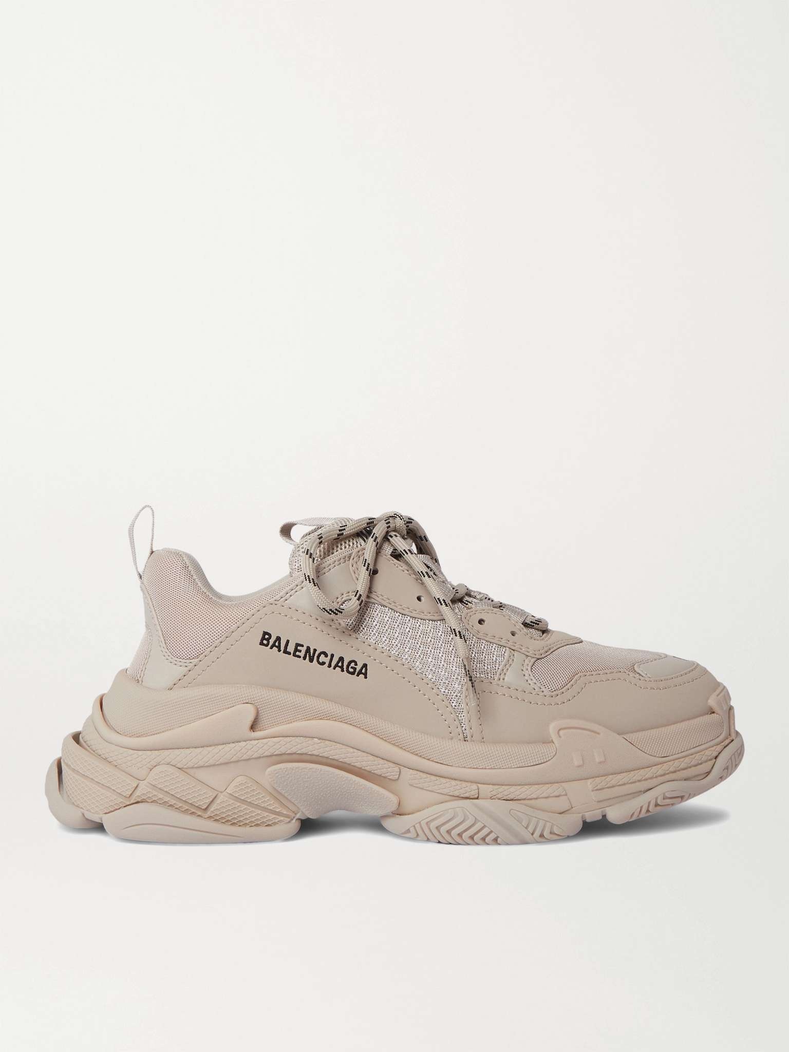 Triple S Mesh and Faux Leather Sneakers - 1