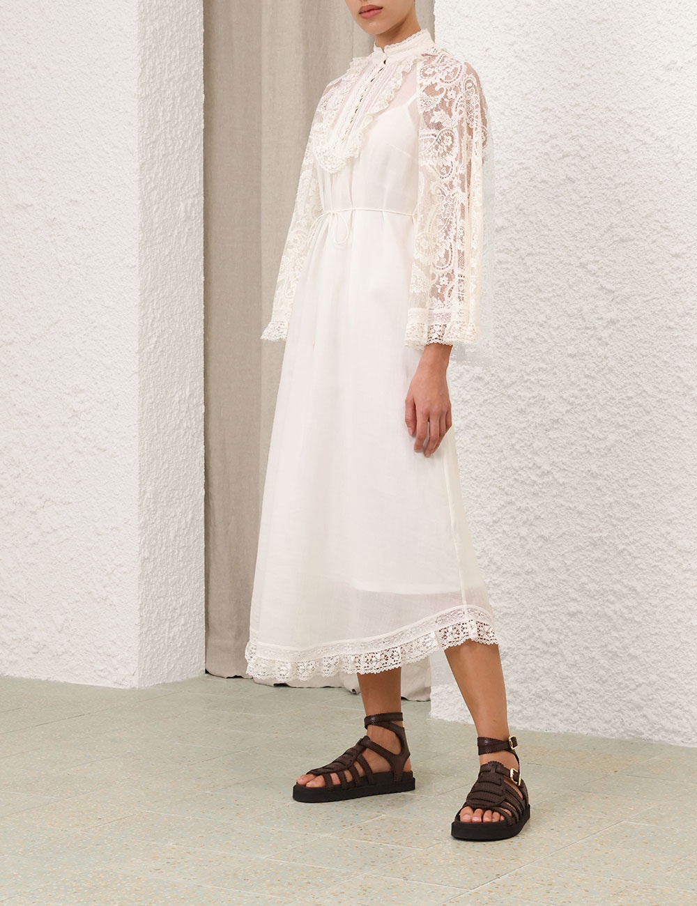 ASCENSION LACE YOKE MIDI DRESS - 3