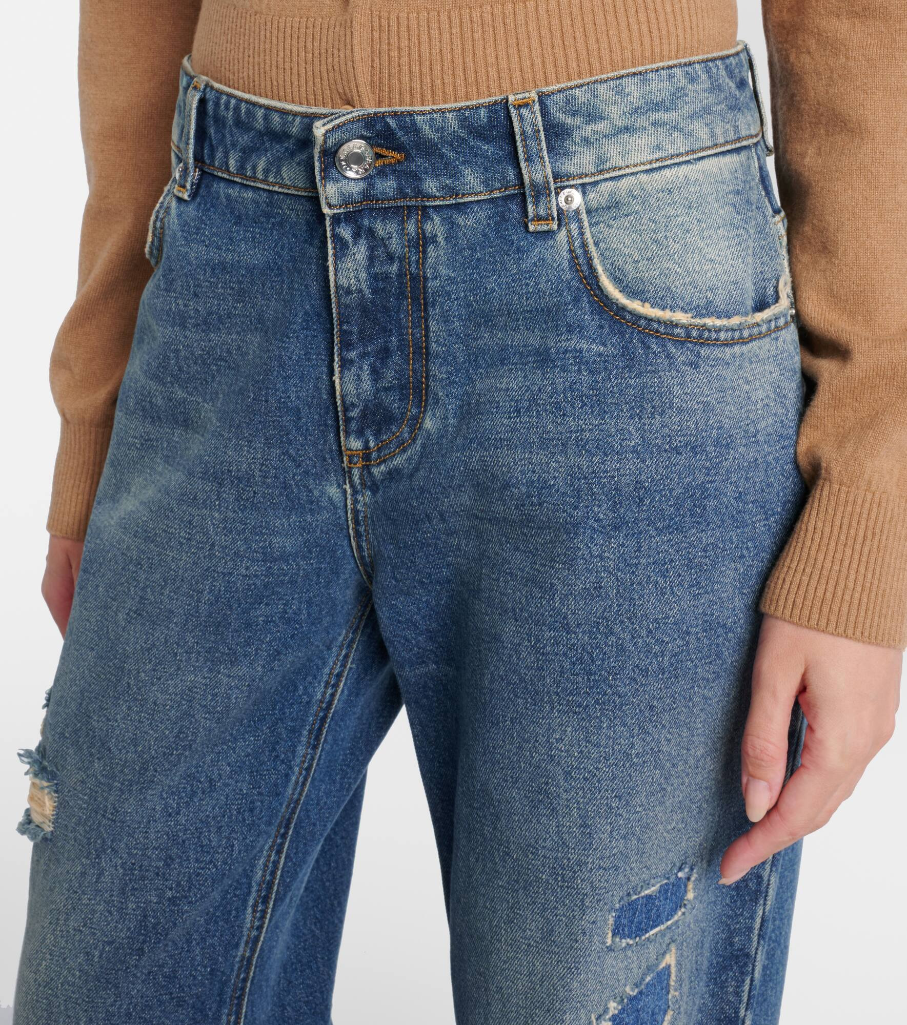 Distressed straight jeans - 4