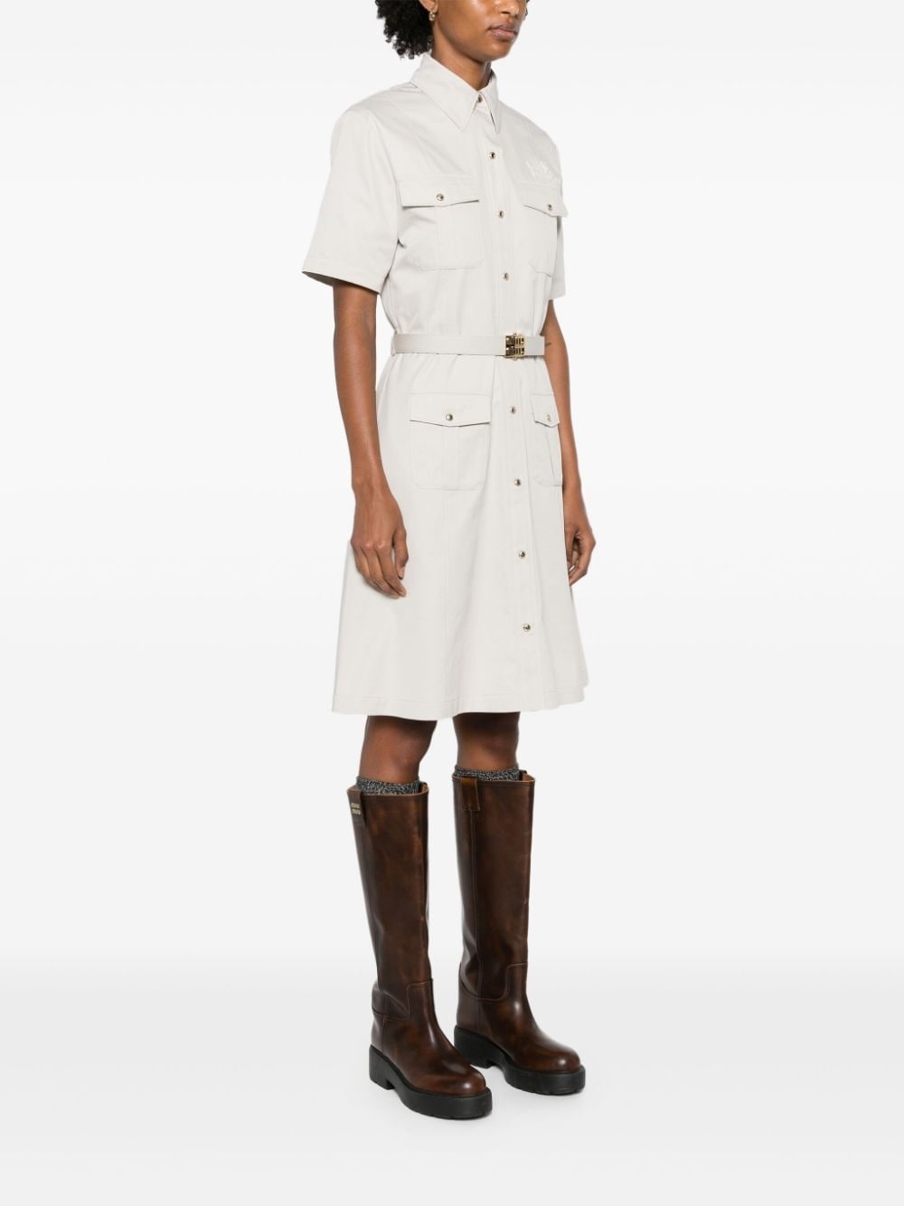 logo-patch shirt dress - 3