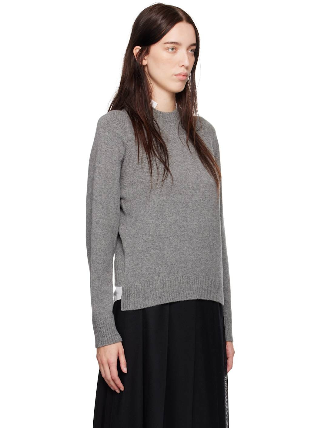 Gray & White Knit Sweater - 2