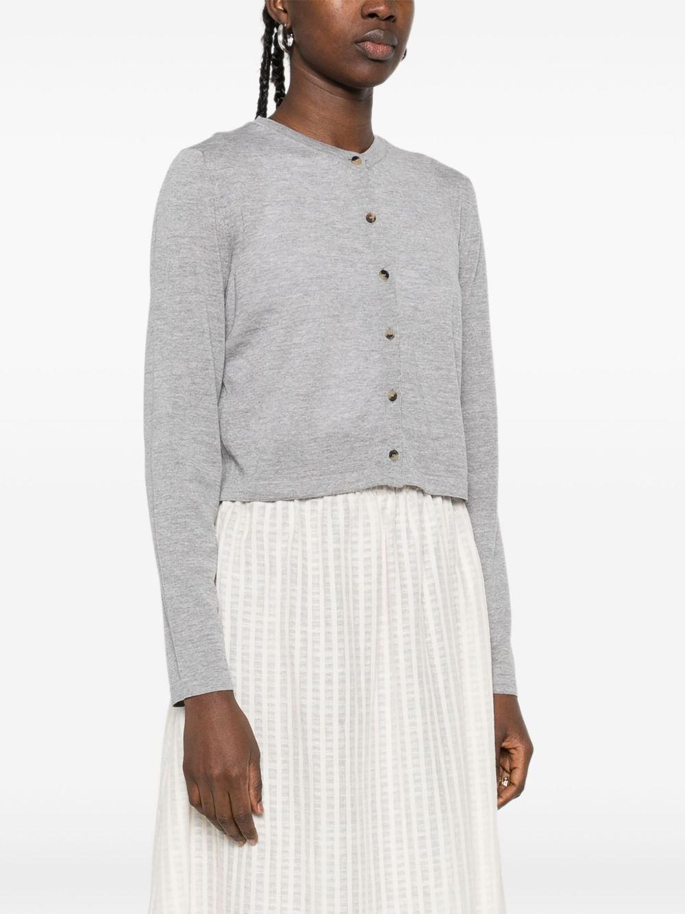 button-front wool-blend cardigan - 3