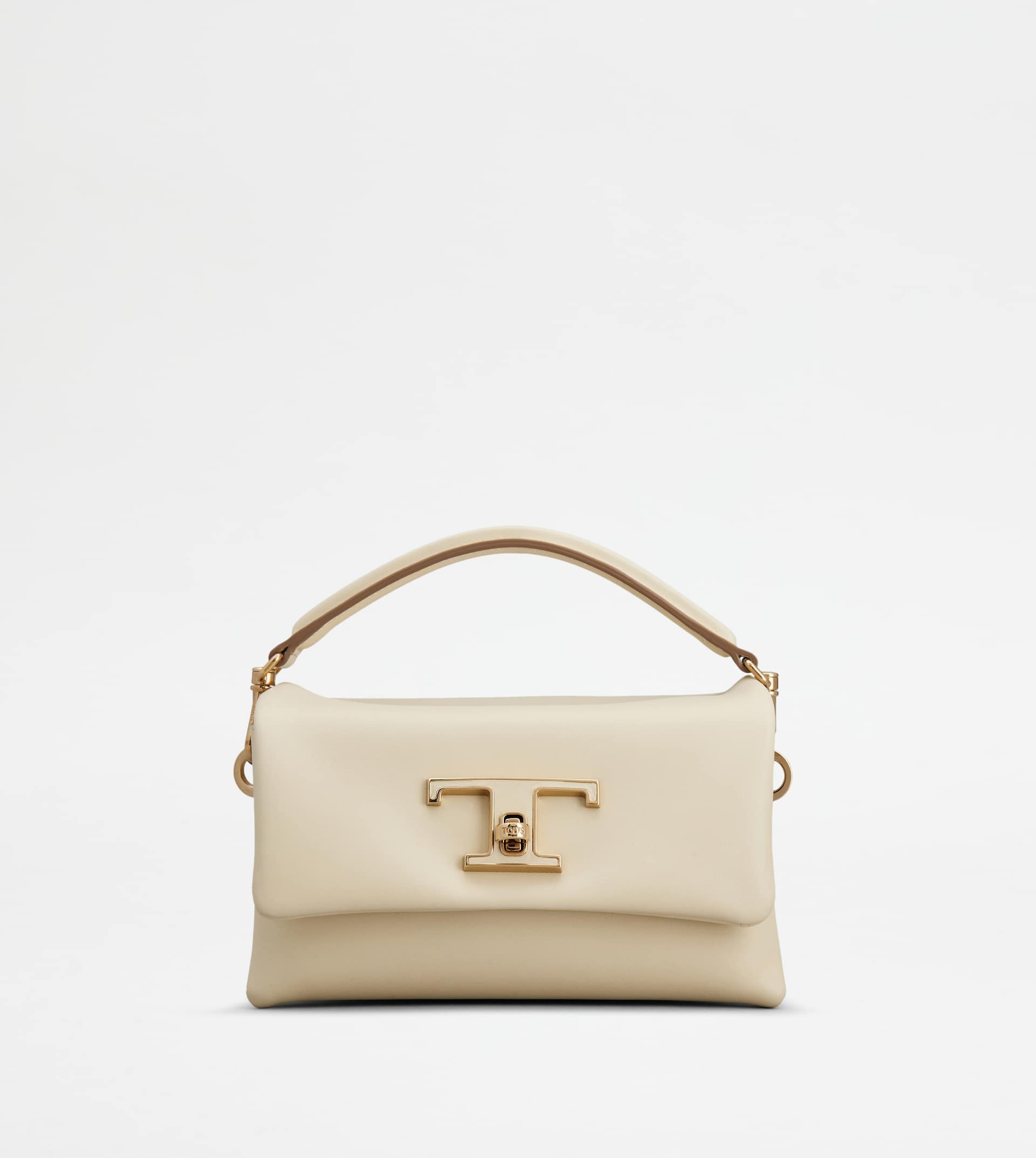 T TIMELESS FLAP BAG IN LEATHER MICRO - OFF WHITE - 1