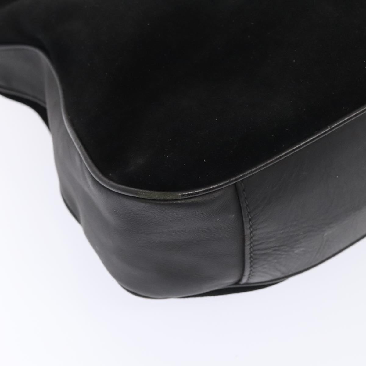 GUCCI Bamboo Hand Bag Suede Leather Black Gold 001 1638 001 1638 - 13