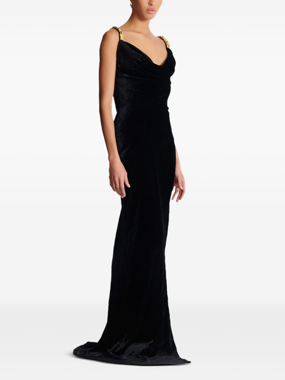 embellished velvet slit dress - 3