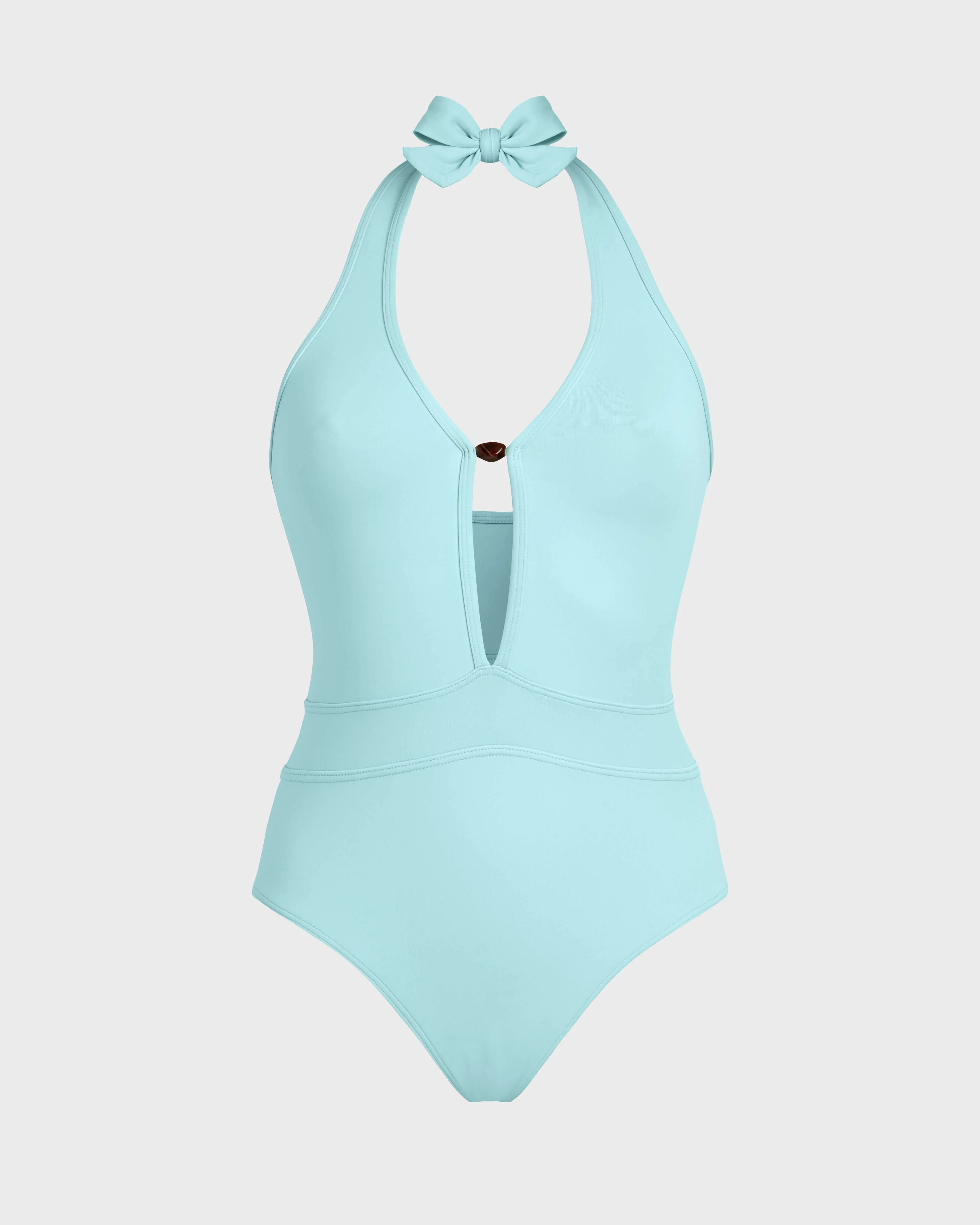WOMEN SCULPTING ONE-PIECE SWIMSUIT PEARL DETAIL SOLID - 1