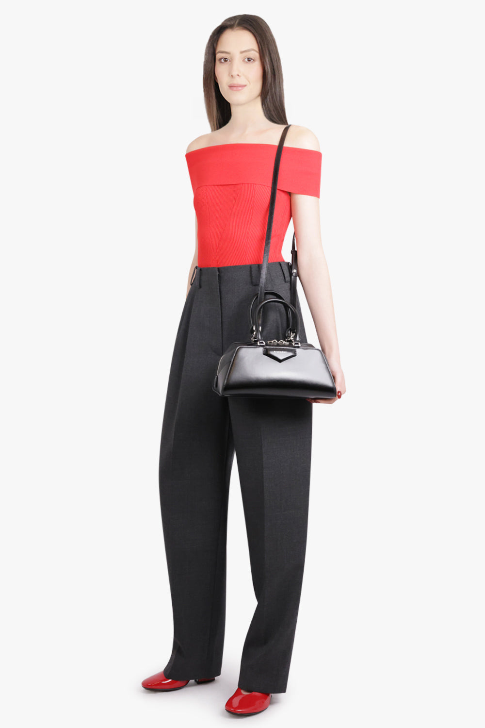 DOUBLE PLEAT WIDE LEG PANT | GREY MELANGE - 5