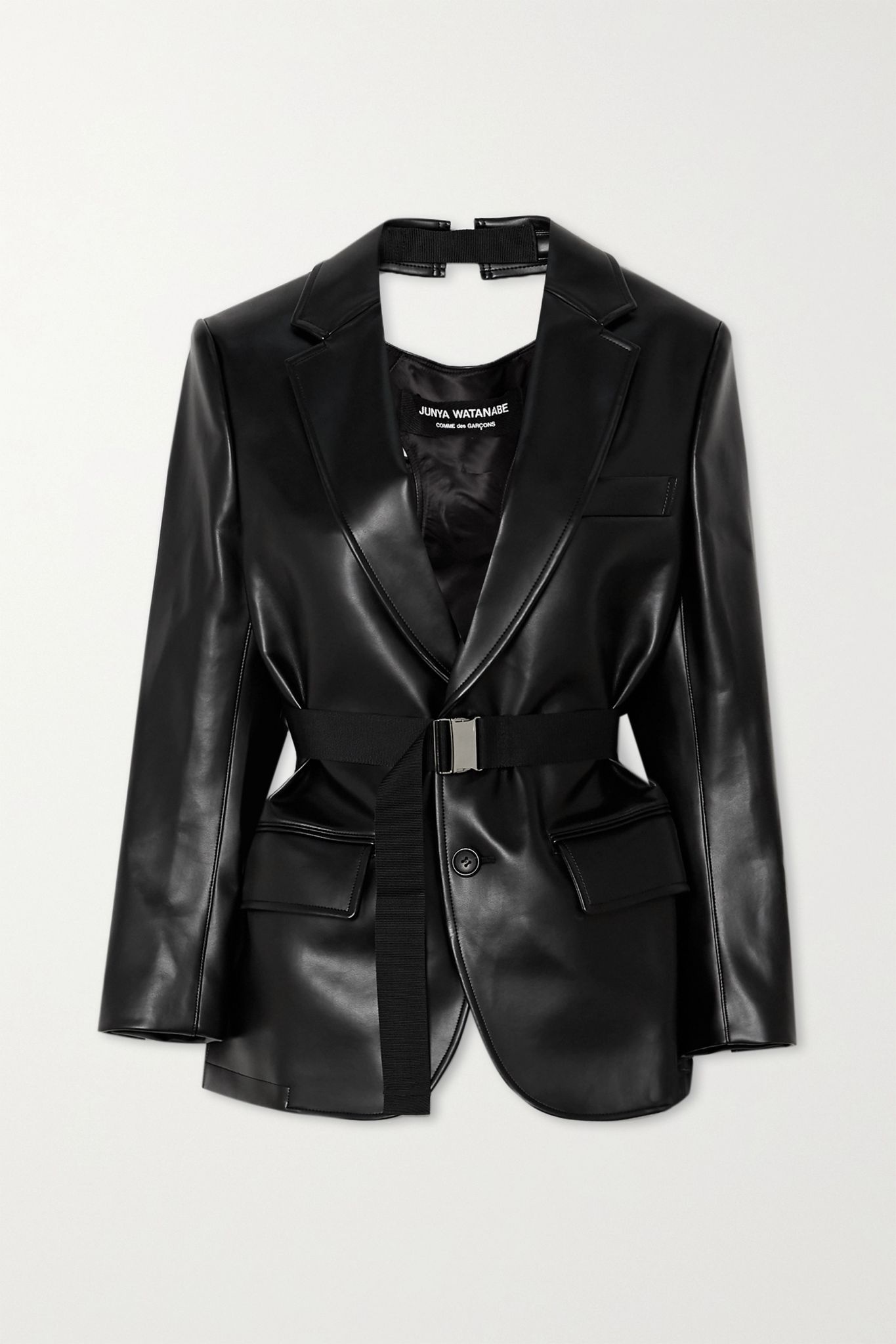 Cutout faux leather blazer - 1