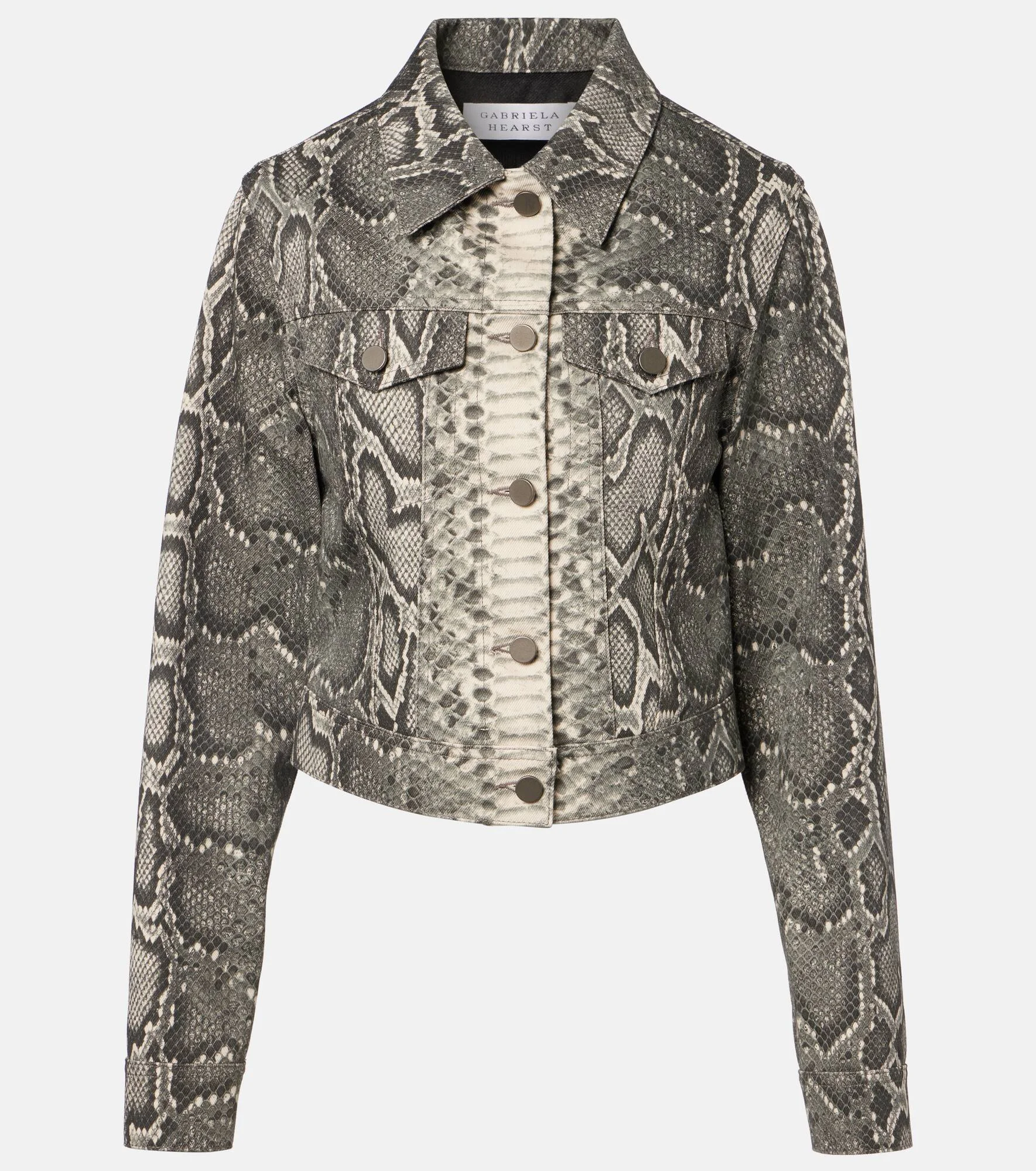 Bronte snake-print cropped denim jacket - 1
