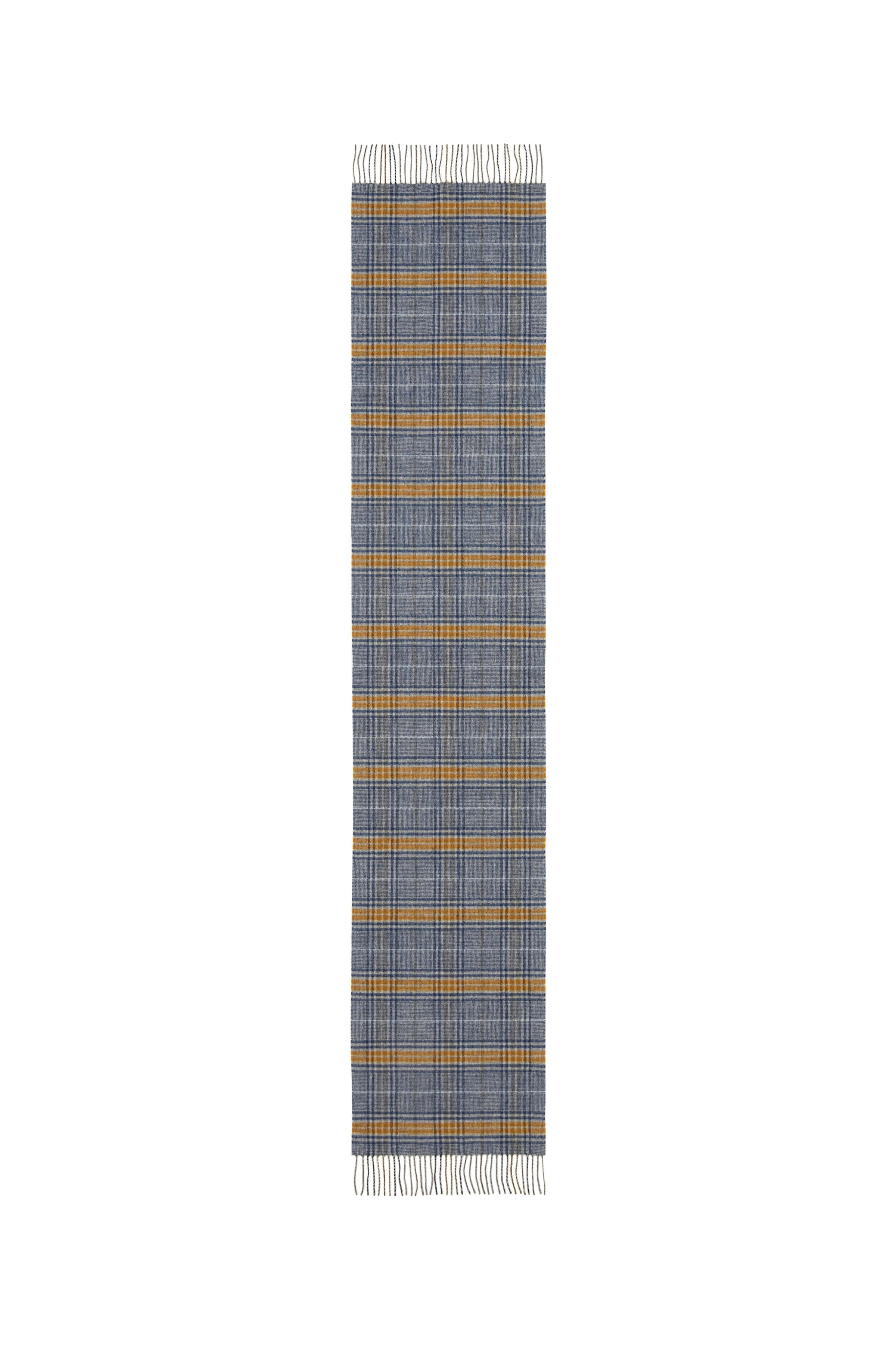 Tweed Check Merino Blue Scarf - 2