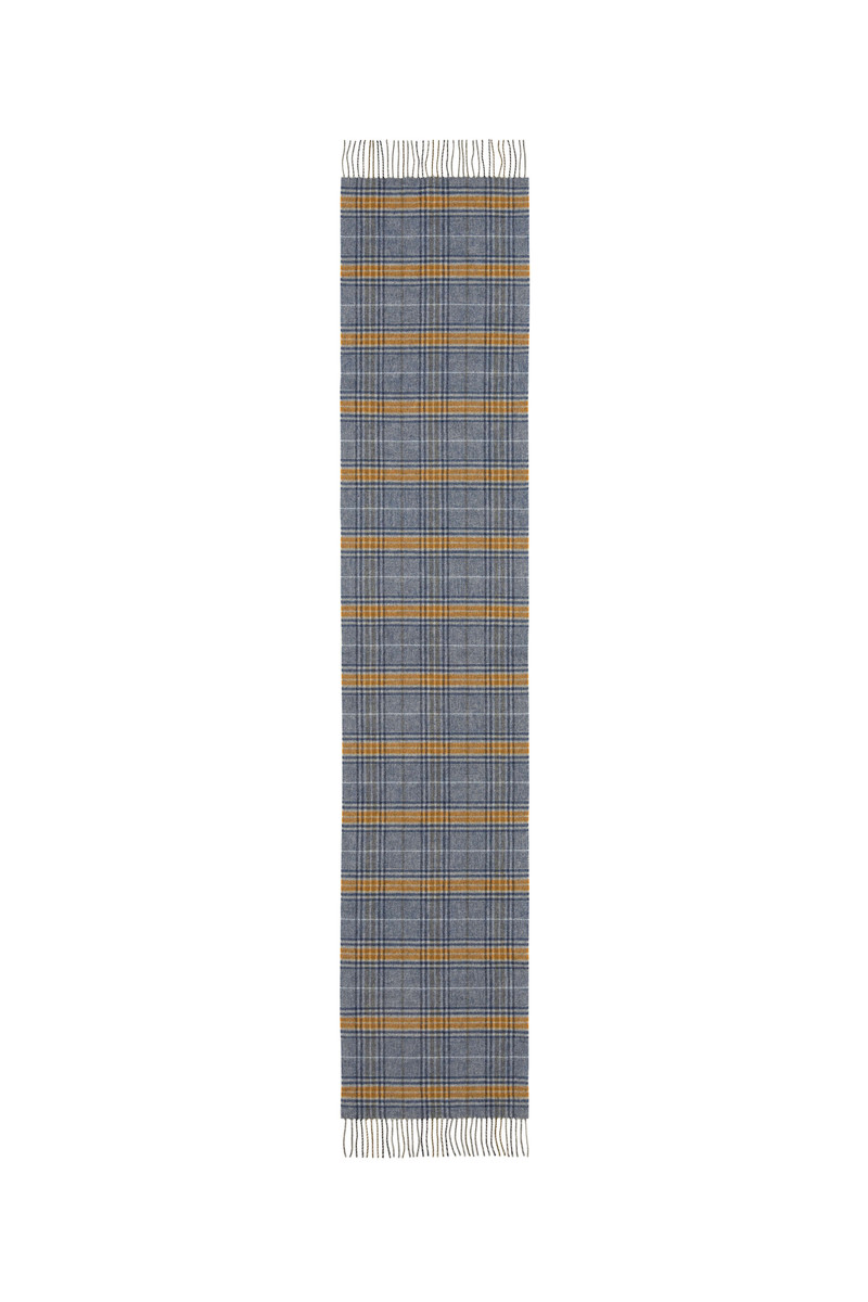 Johnstons of Elgin Tweed Check Merino Blue Scarf outlook