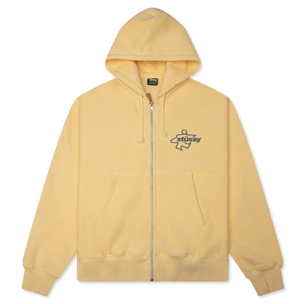 SURF SIZE GARMENT DYED ZIP HOOD - GOLD - 1