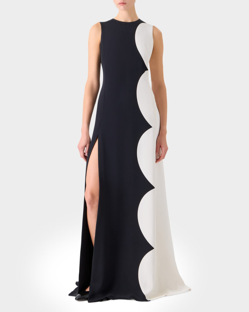 AKRIS Sleeveless Cloud-Print Silk Crepe Maxi Dress outlook