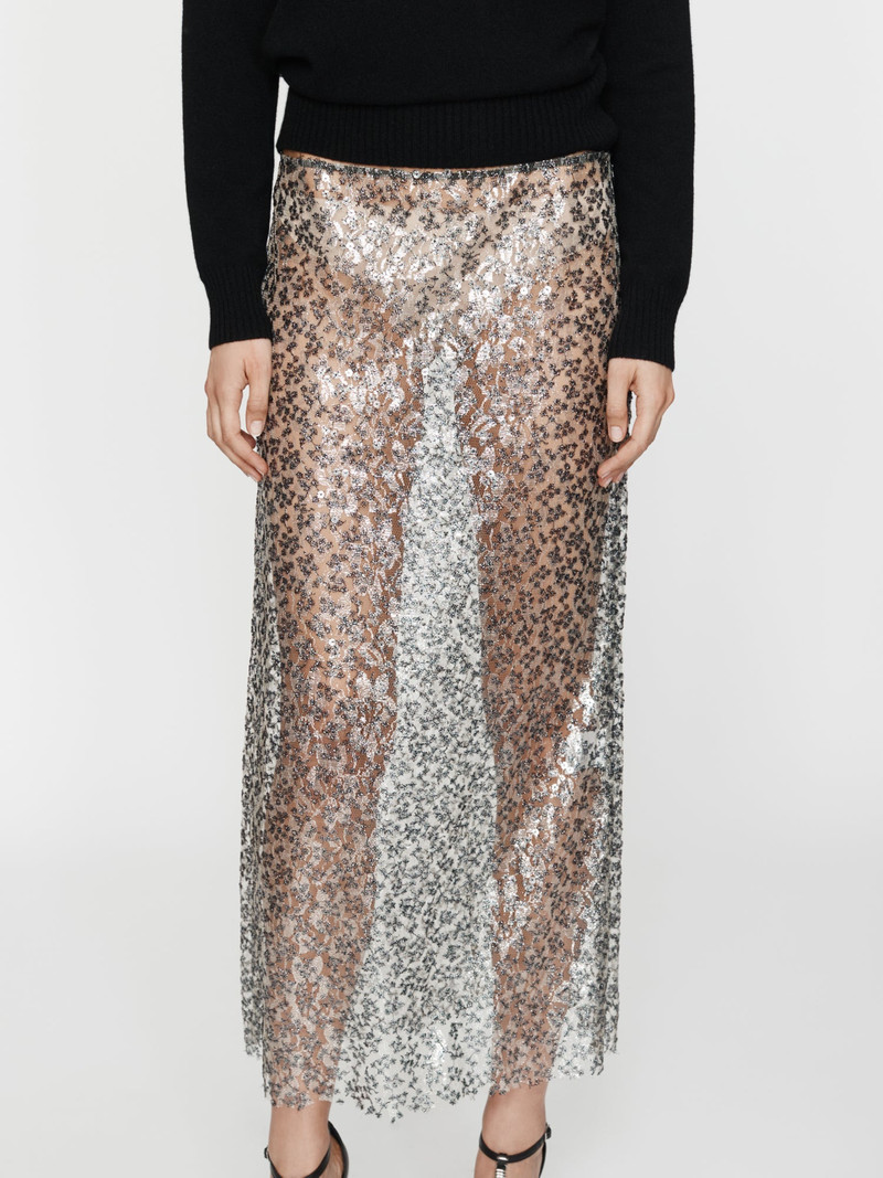 Sequinned Lace Column Skirt 5